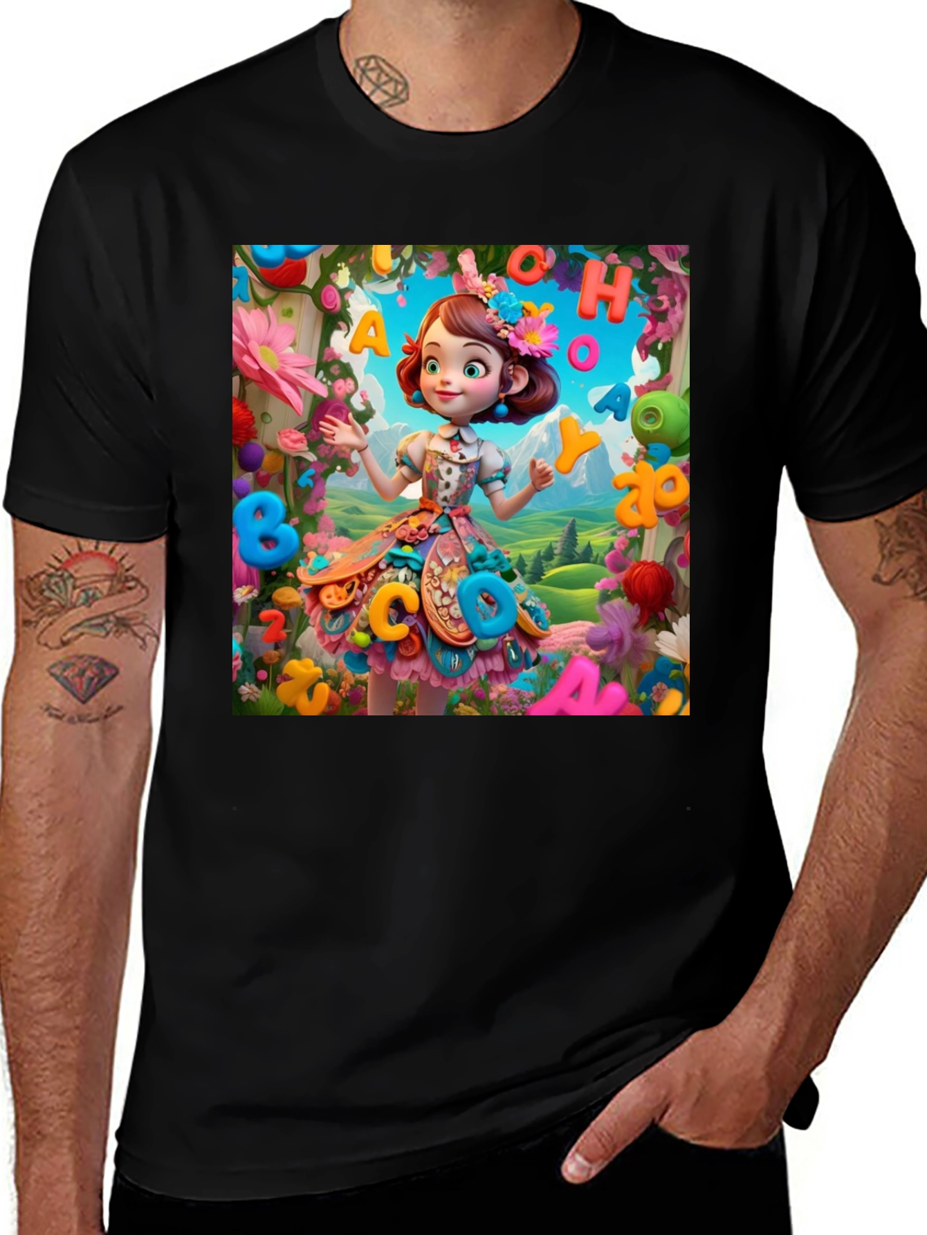 Variant 17 of Colorful Cartoon Girl T-Shirt