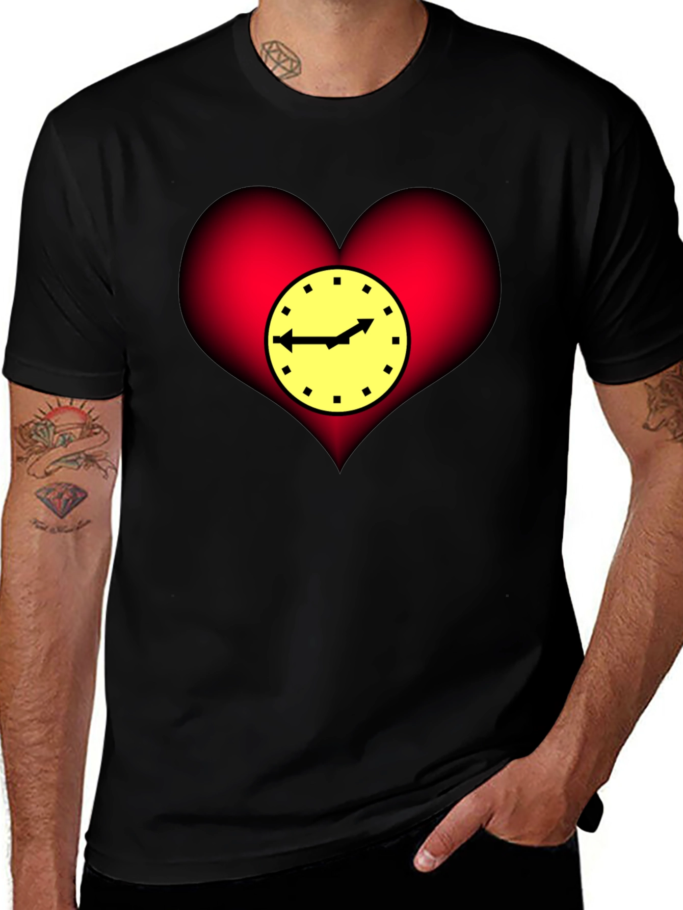 Variant 8 of Heart Clock Graphic T-Shirt - Stylish & Unique Design