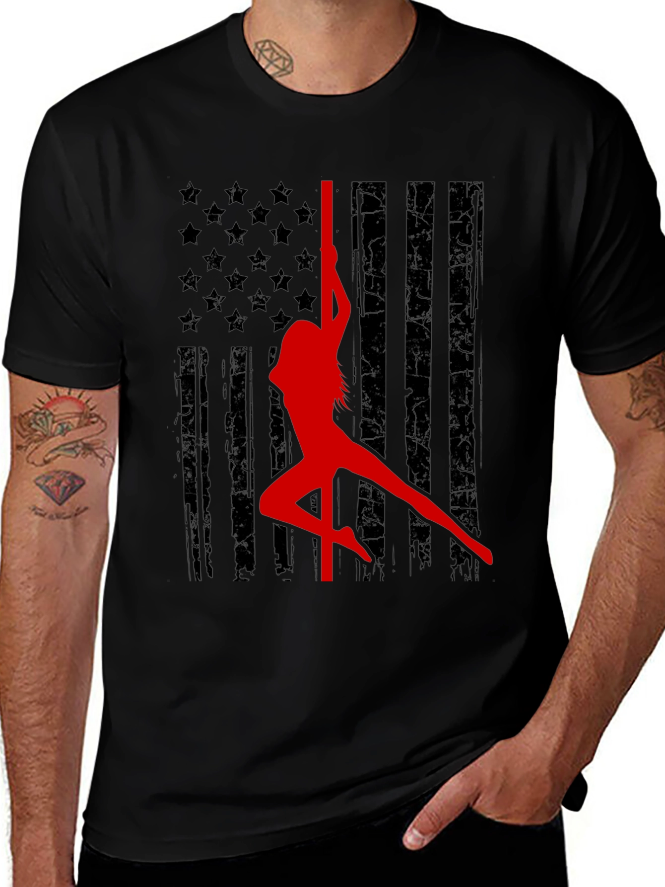 Variant 20 of American Flag Pole Dancer Graphic T-Shirt
