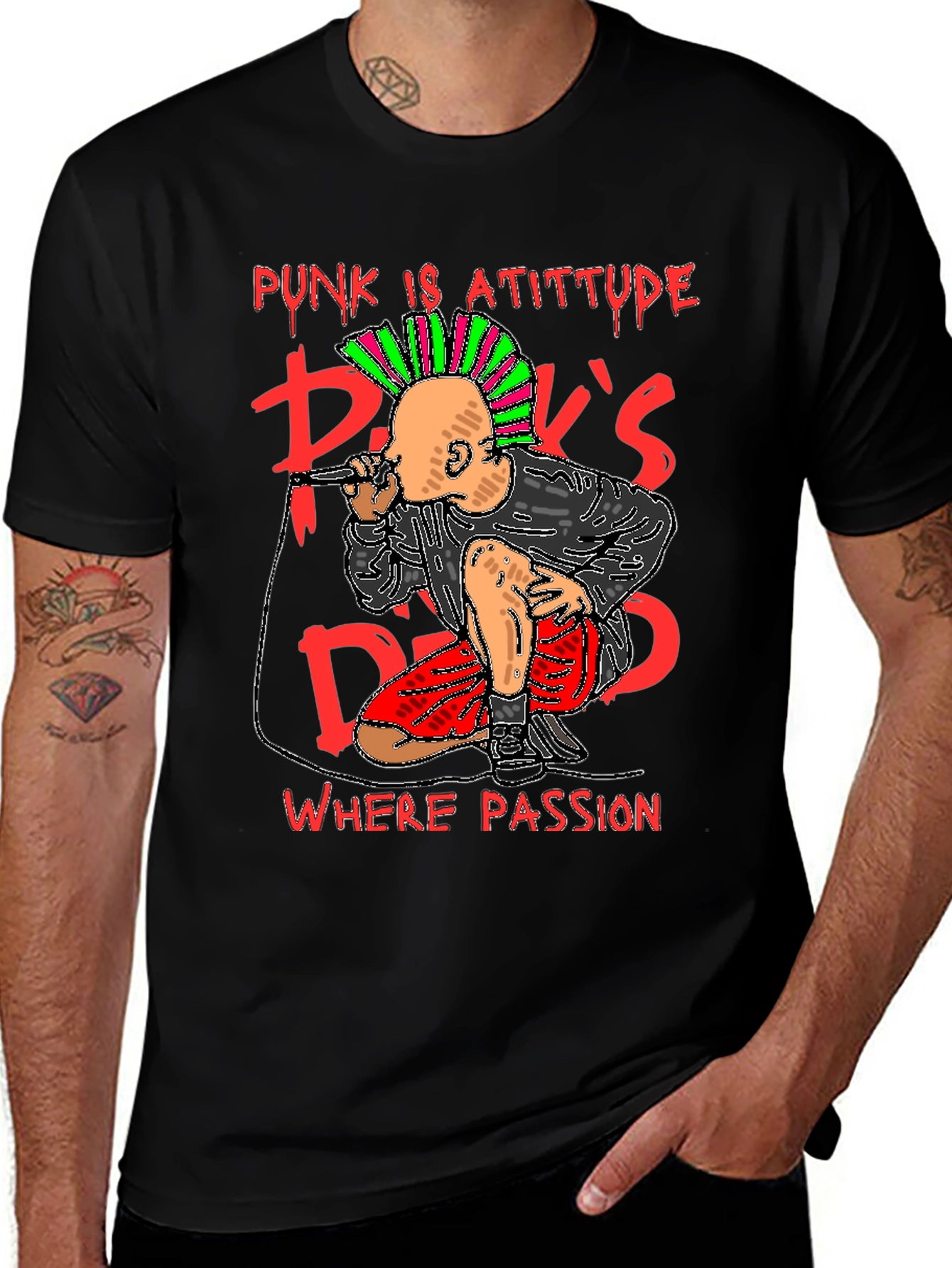Variant 3 of Punk's Dead Graphic T-Shirt - Attitude & Passion