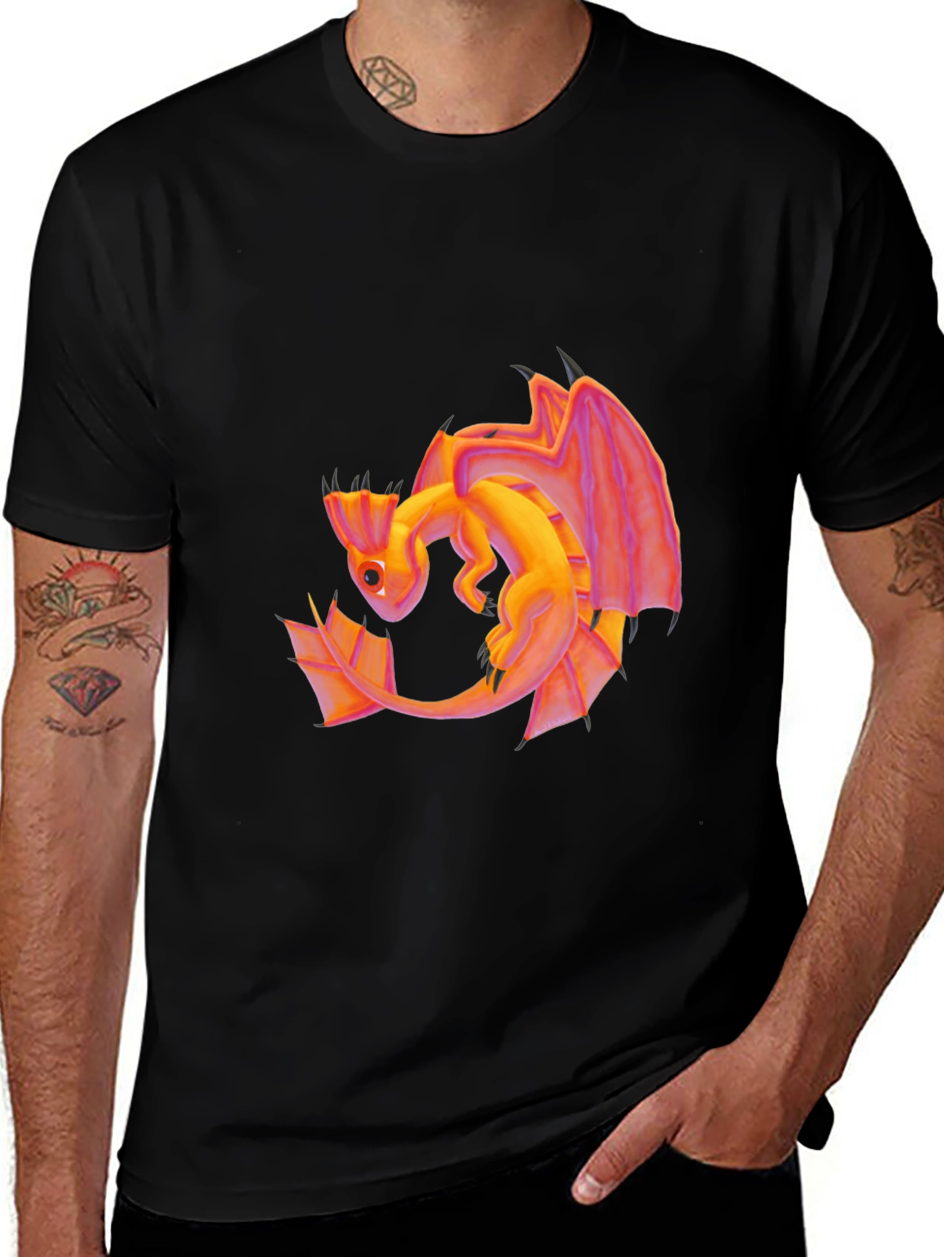 Variant 11 of Dragon Graphic Tee - Black Cotton T-Shirt