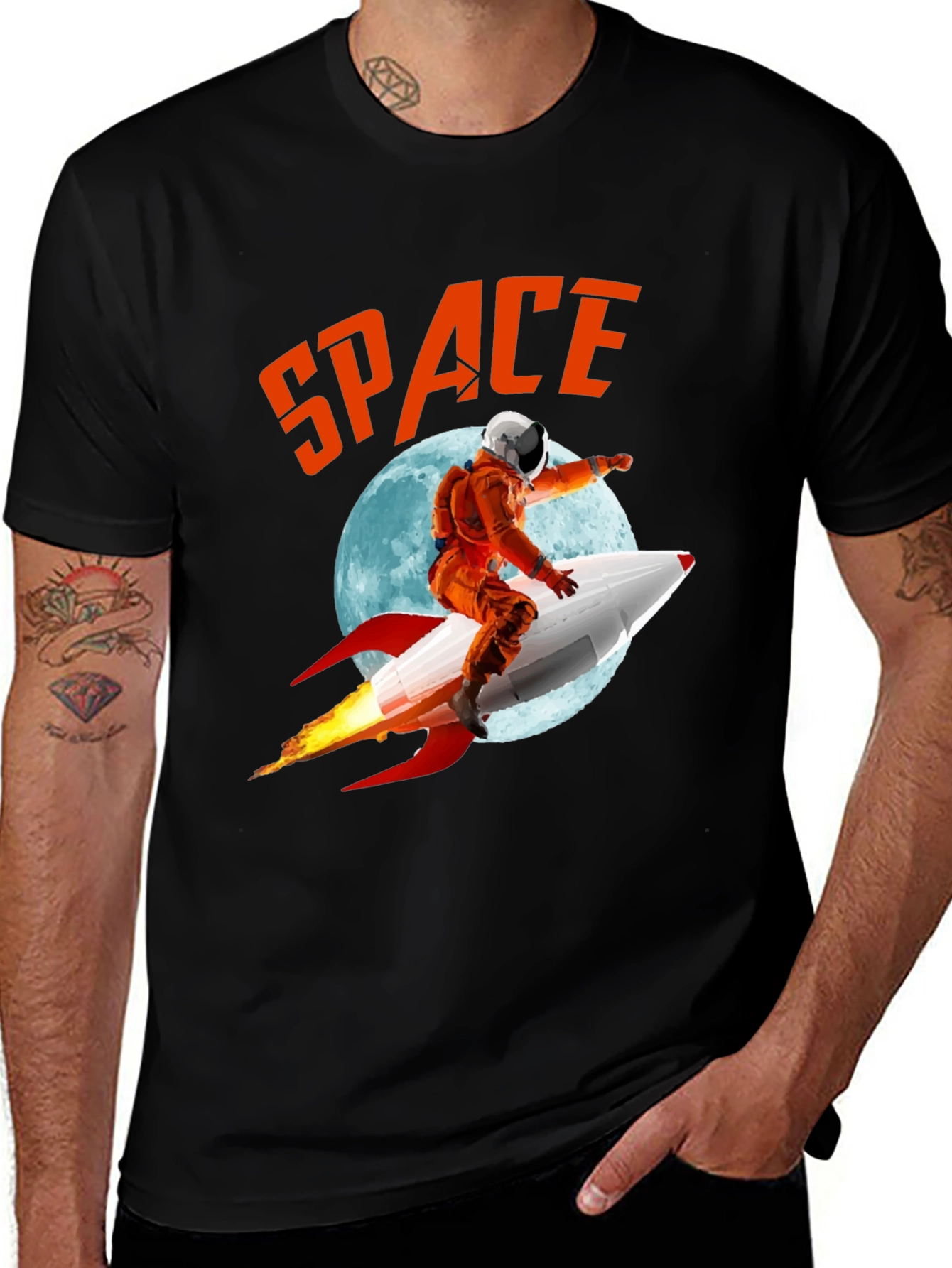 Variant 6 of Retro Space Rocket Ride T-Shirt