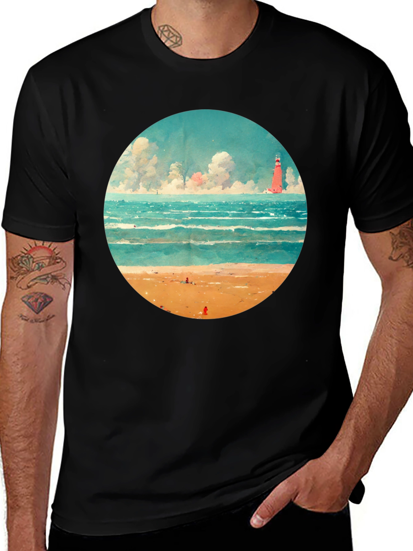 Variant 26 of Beach Lighthouse Graphic T-Shirt