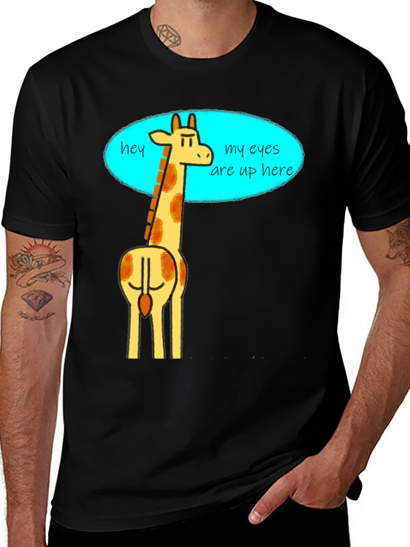 Variant 4 of Funny Giraffe Tee - My Eyes Are Up Here