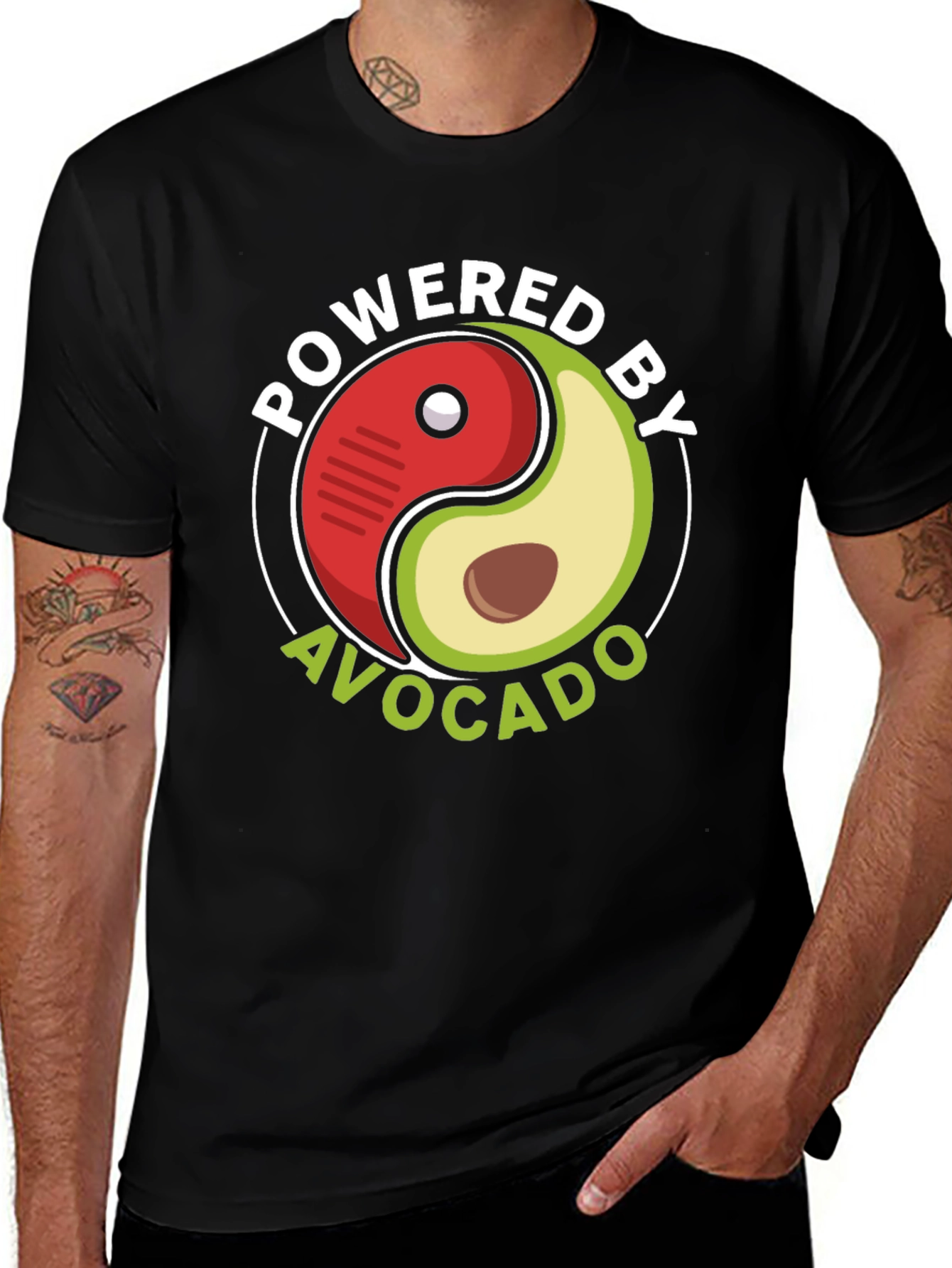 Variant 12 of Powered by Avocado Yin Yang Graphic Tee