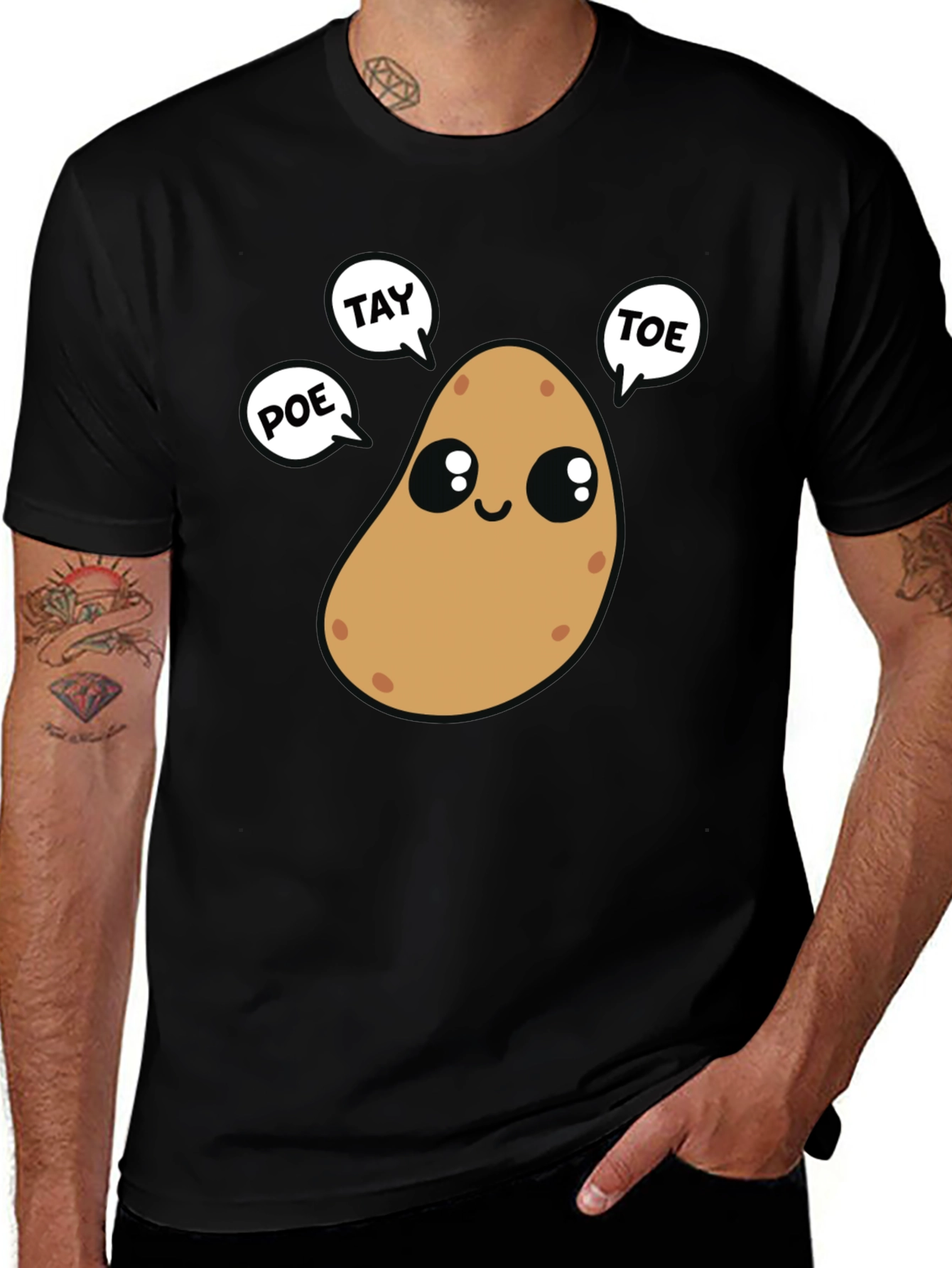 Variant 10 of Cute Potato Puns Black T-Shirt