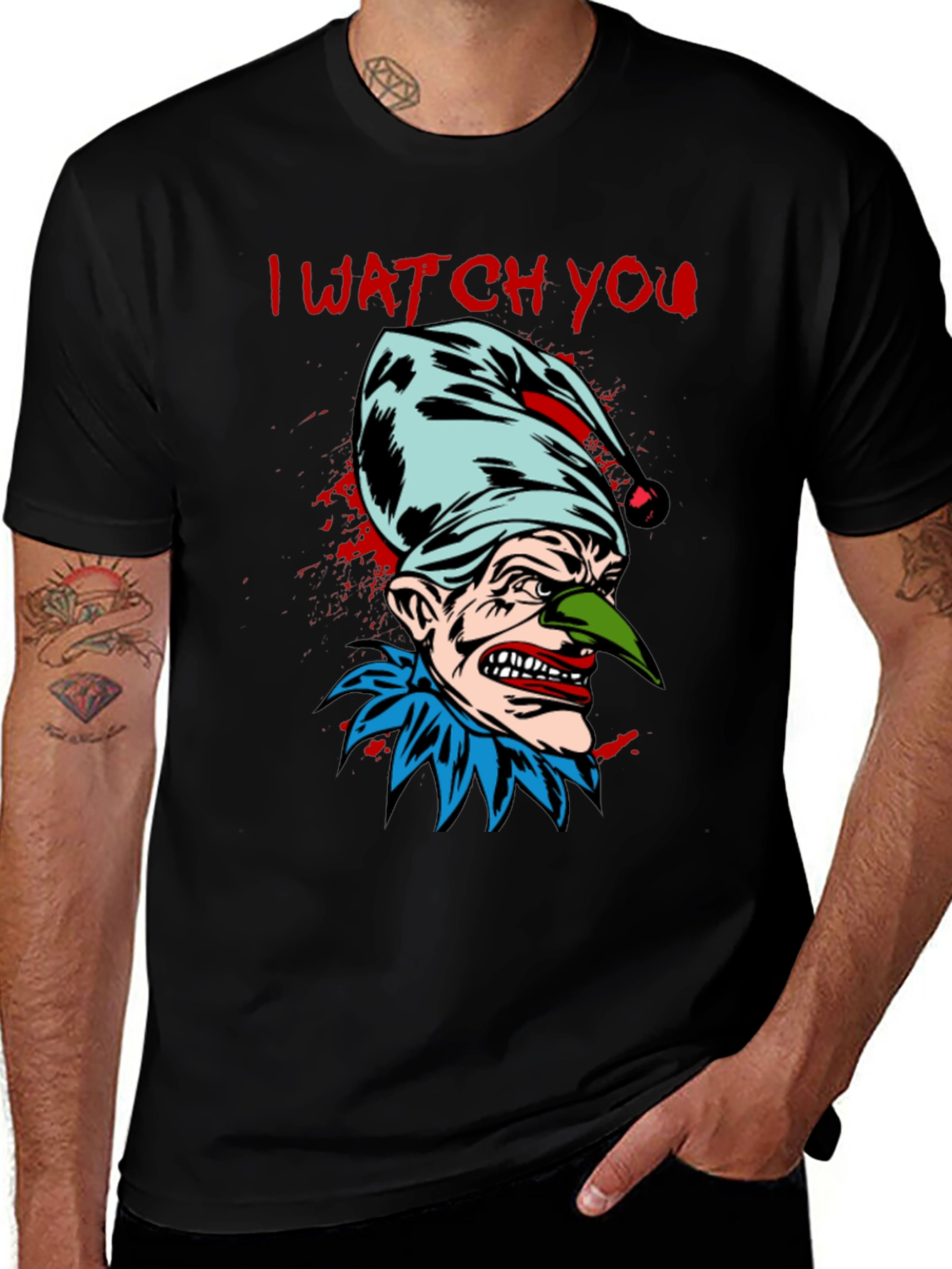 Variant 25 of I Watch You Clown Graphic Tee - Black