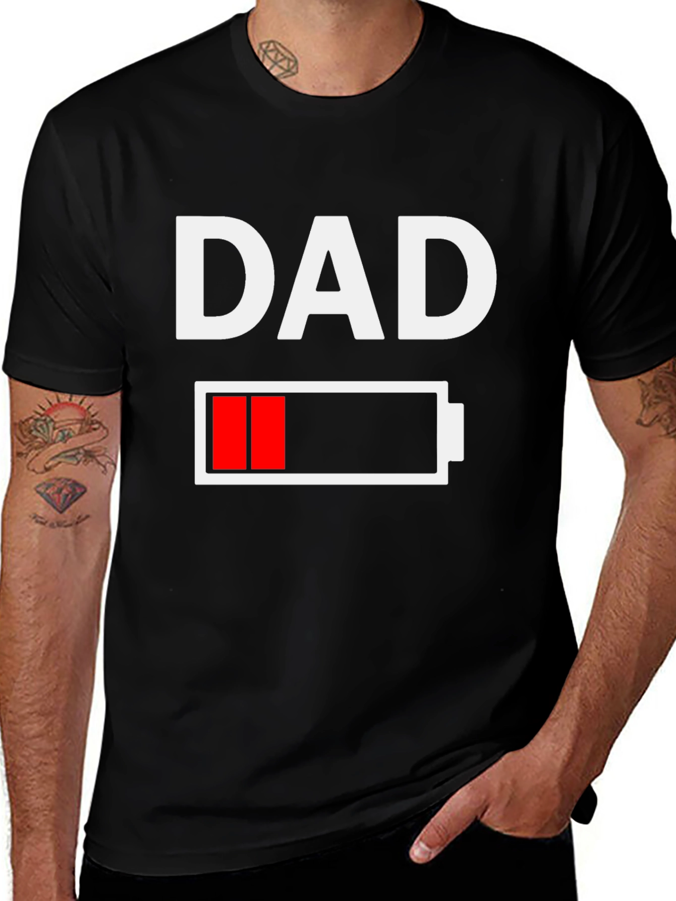 Variant 10 of Dad Low Battery Funny Graphic T-Shirt