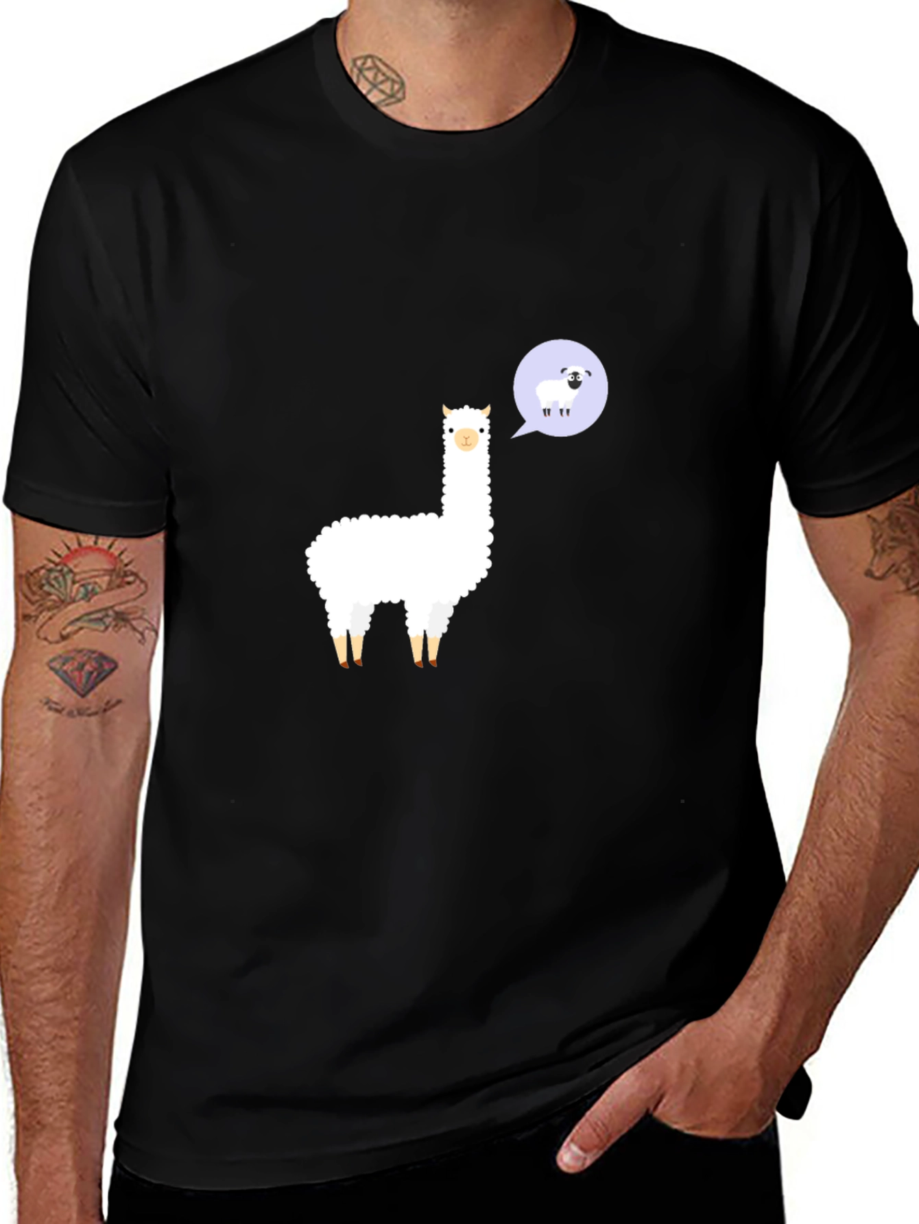 Variant 6 of Alpaca & Sheep T-Shirt - Black Cotton Tee