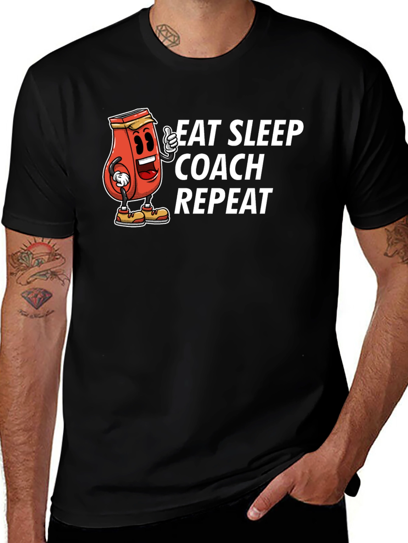 Variant 4 of Eat Sleep Coach Repeat T-Shirt - Black