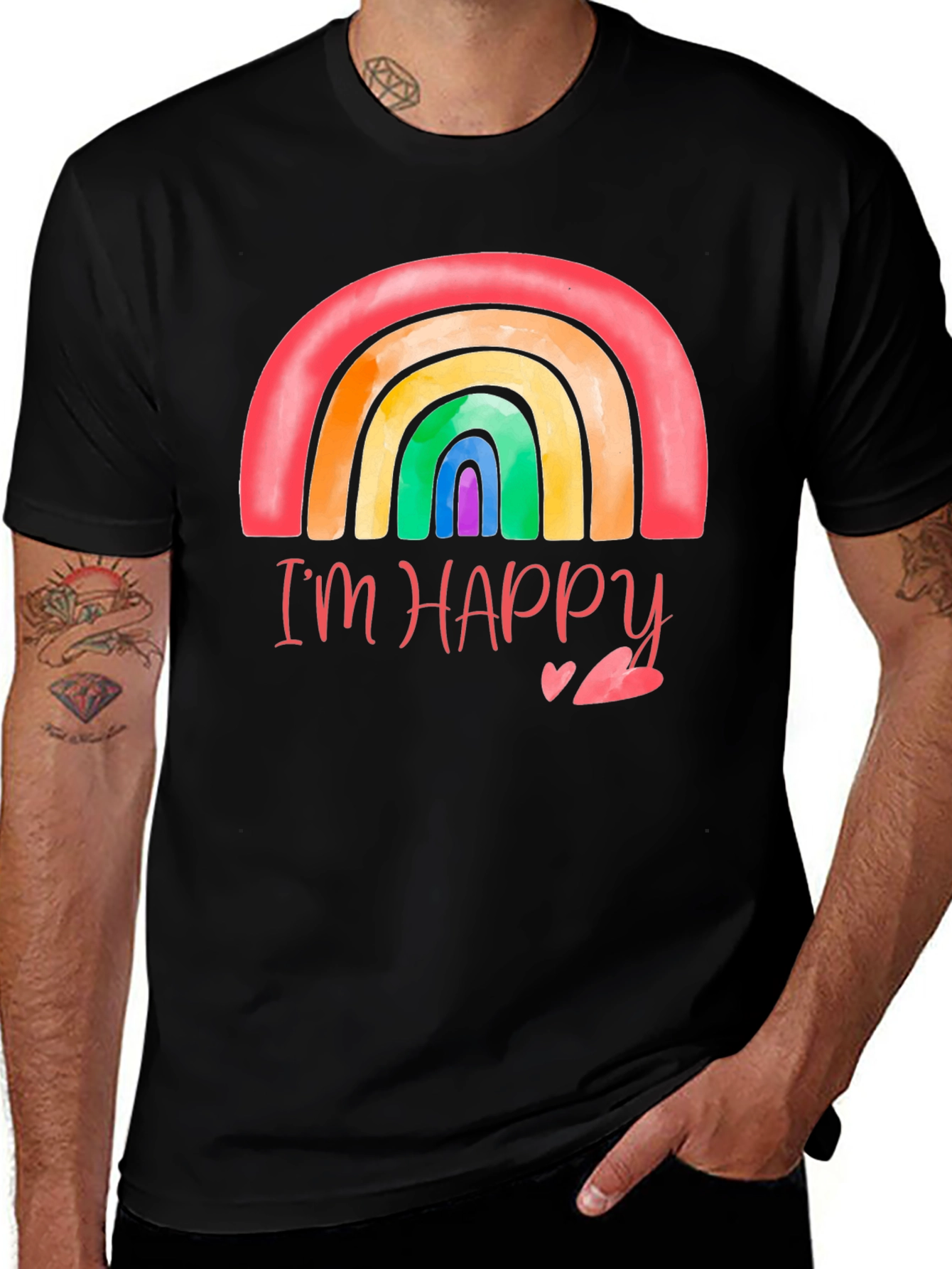 Variant 16 of I'm Happy Rainbow T-Shirt, Colorful Graphic Tee
