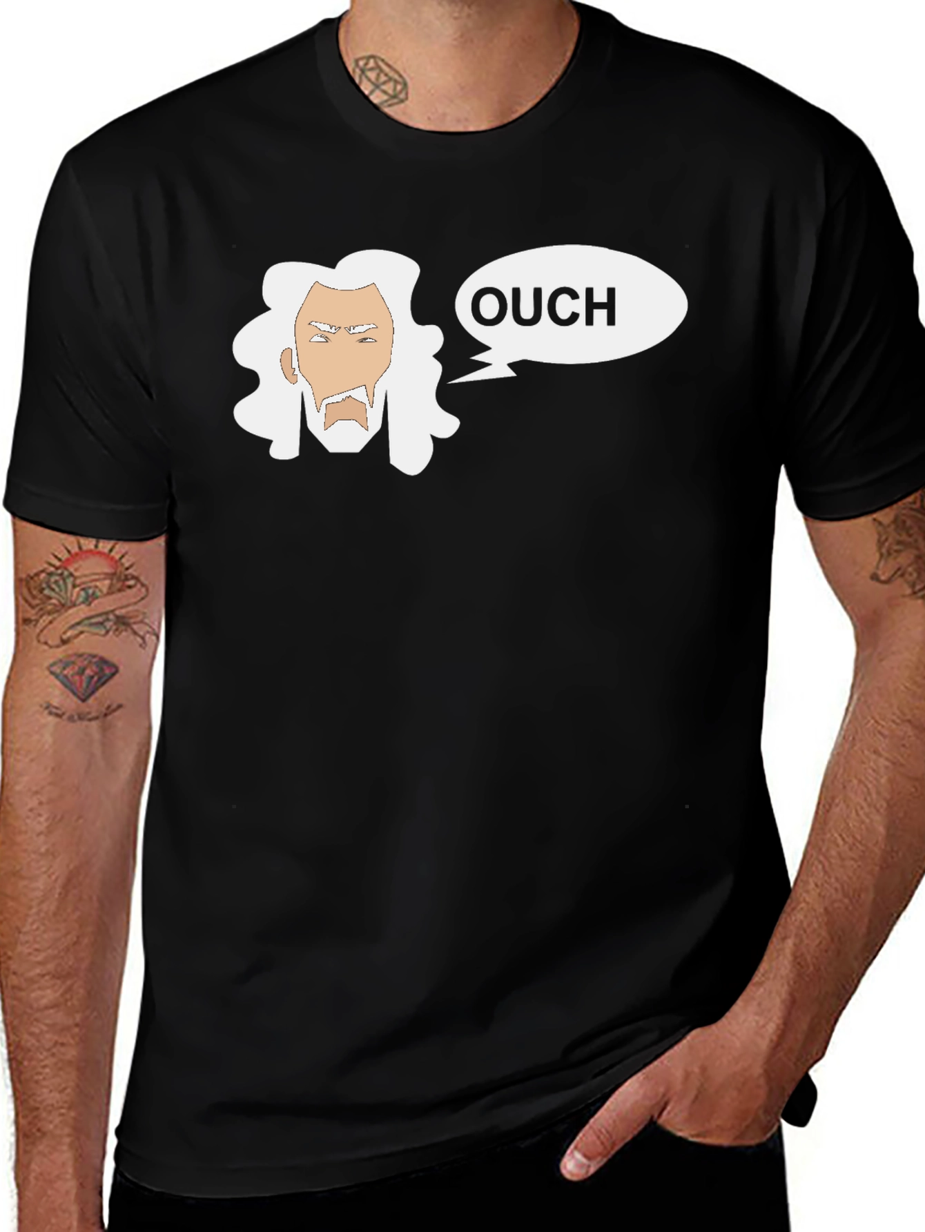 Variant 2 of Ouch Wizard Graphic T-Shirt - Black Cotton Tee