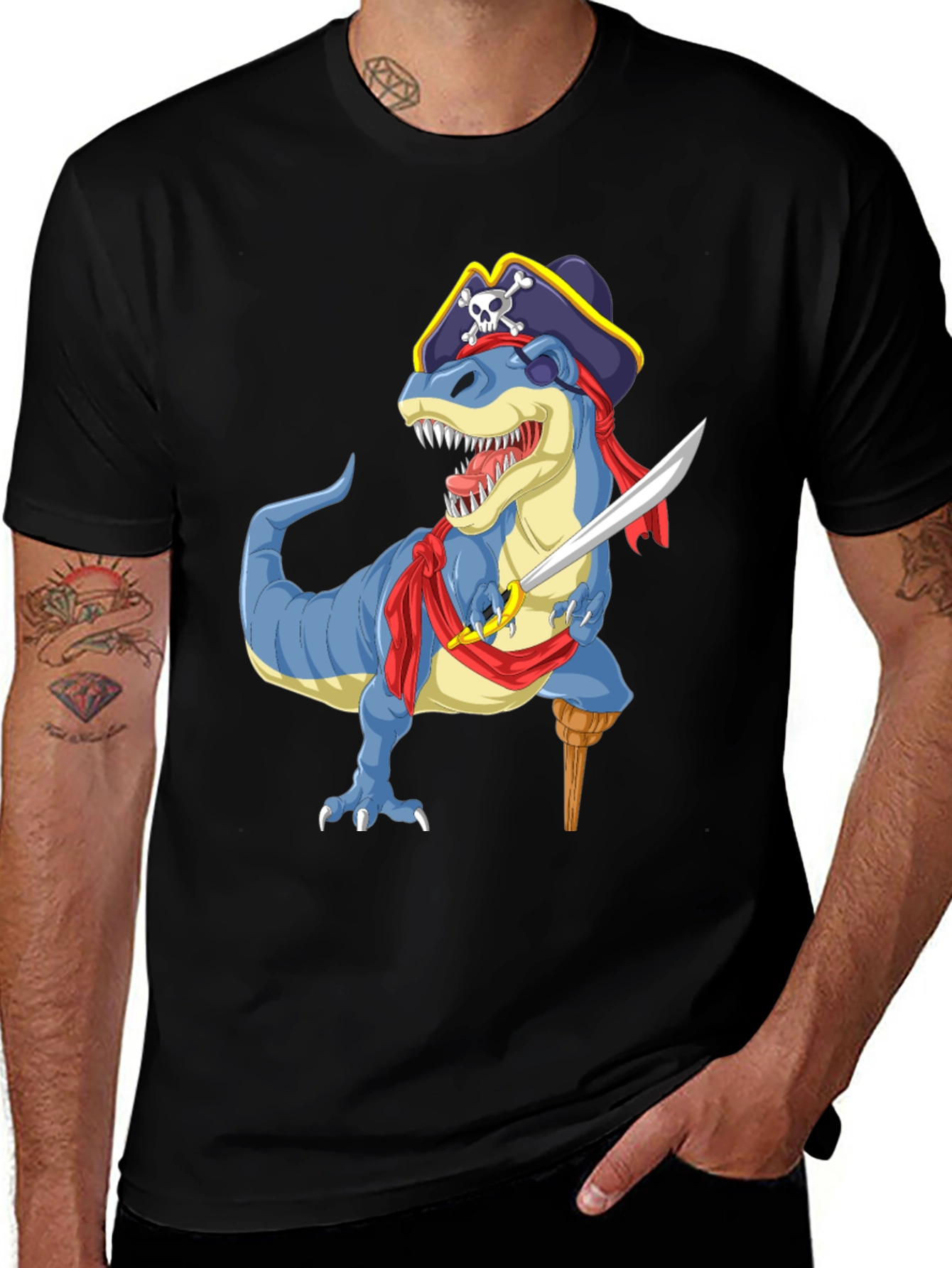 Variant 6 of Pirate Dinosaur T-Shirt - Novelty Graphic Tee