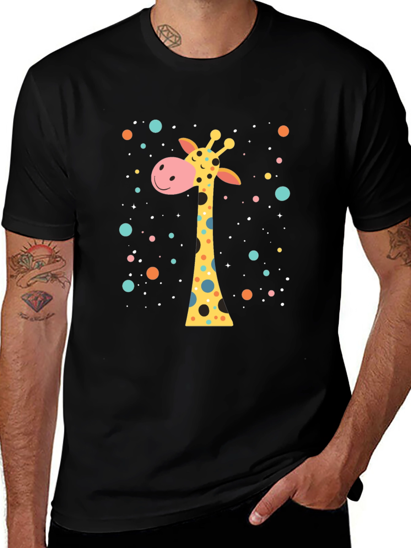 Variant 5 of Giraffe T-Shirt - Whimsical Cartoon Design