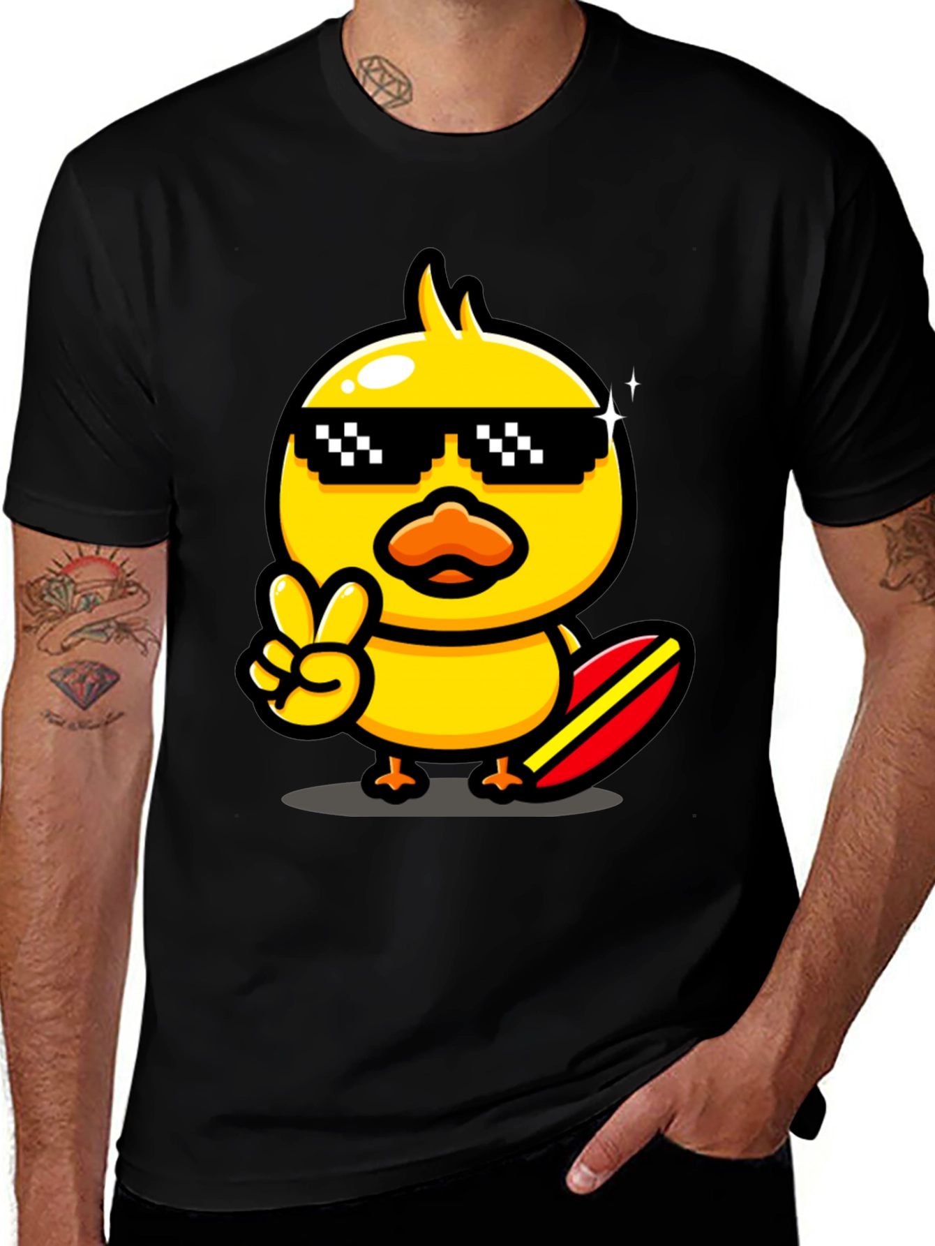 Variant 29 of Cool Duckling Tee: Surf's Up Style