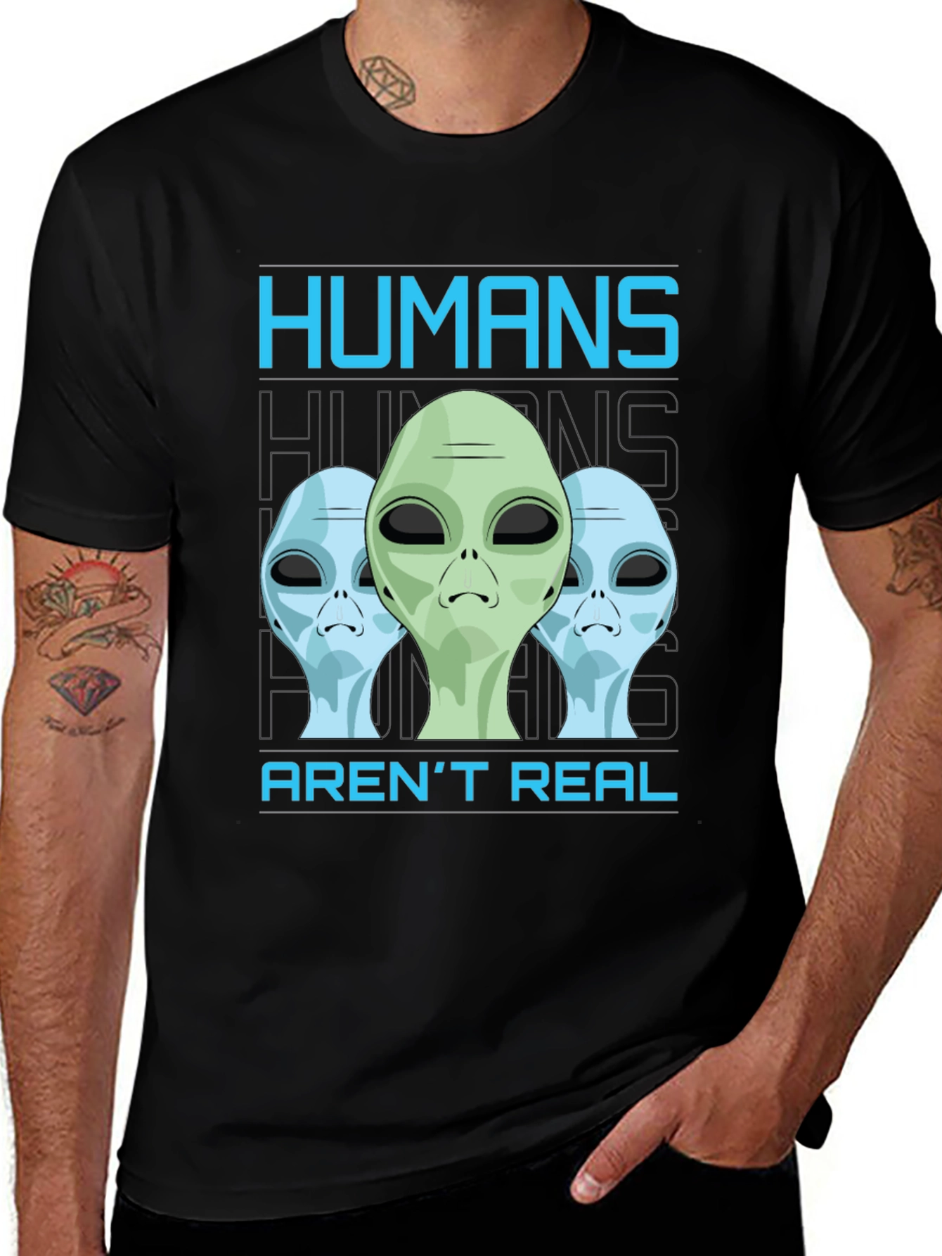 Variant 20 of Humans Aren't Real Alien Graphic T-Shirt