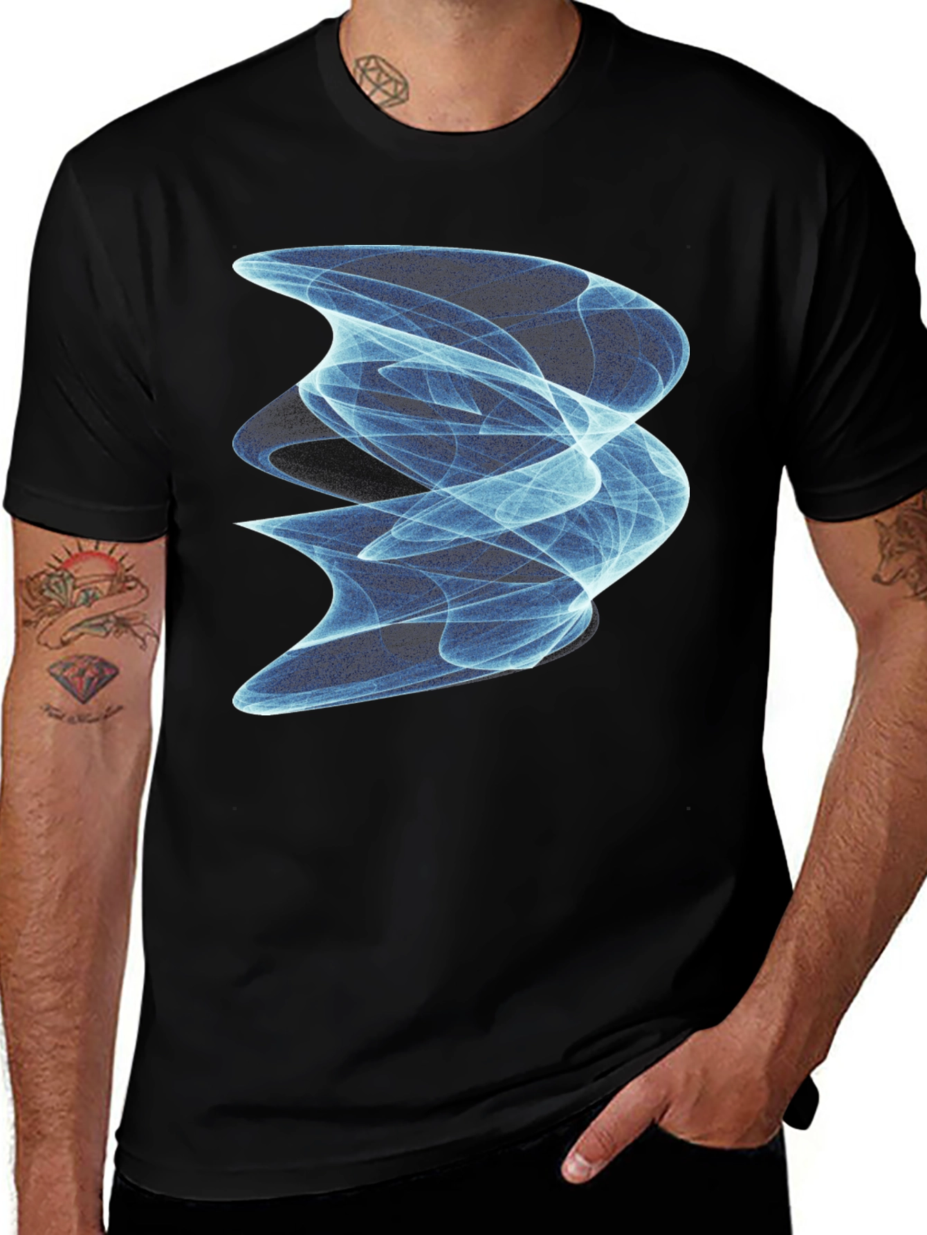 Variant 11 of Abstract Blue Graphic Black T-Shirt