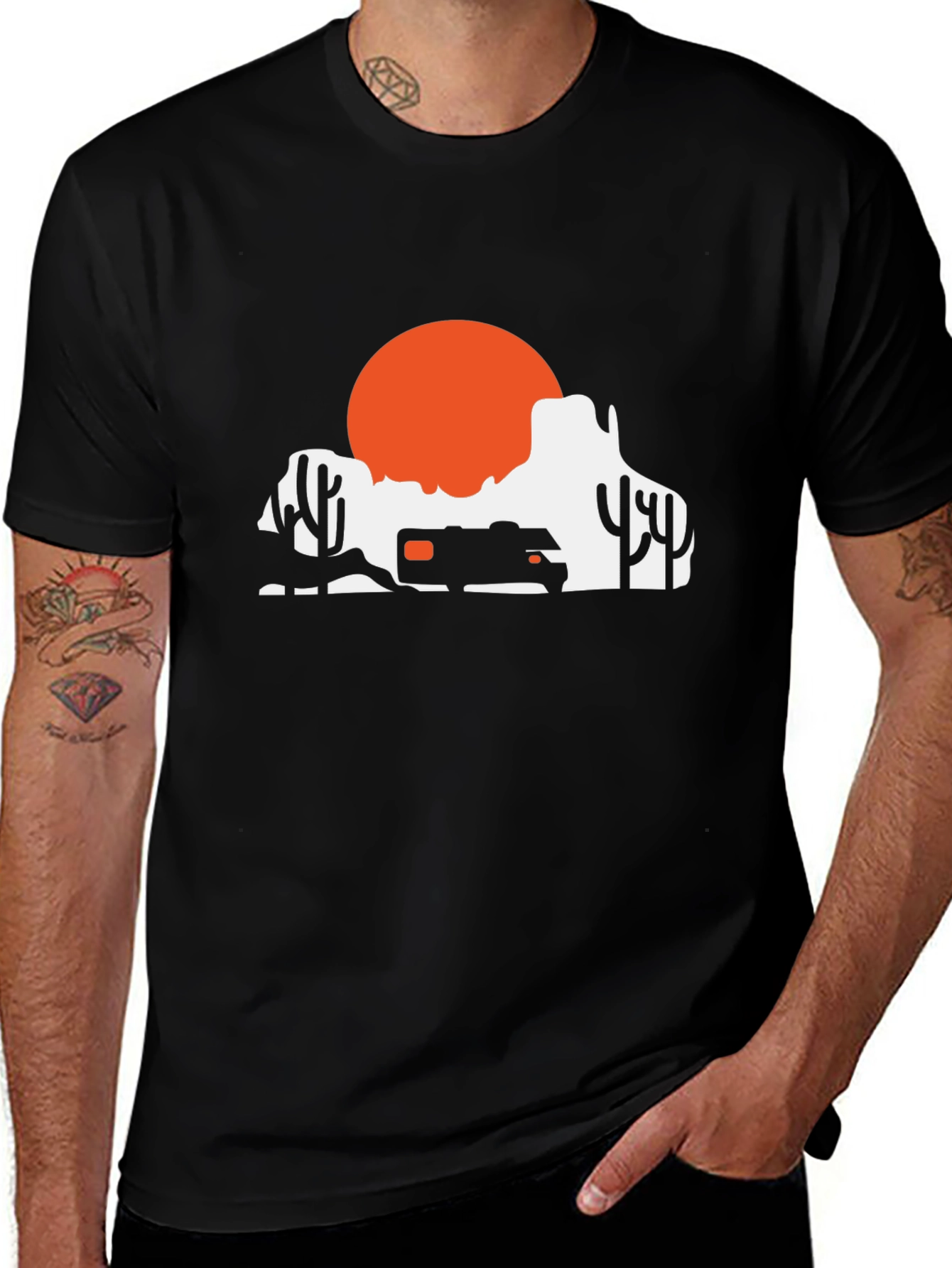 Variant 17 of Desert RV Sunset Graphic Tee - Black