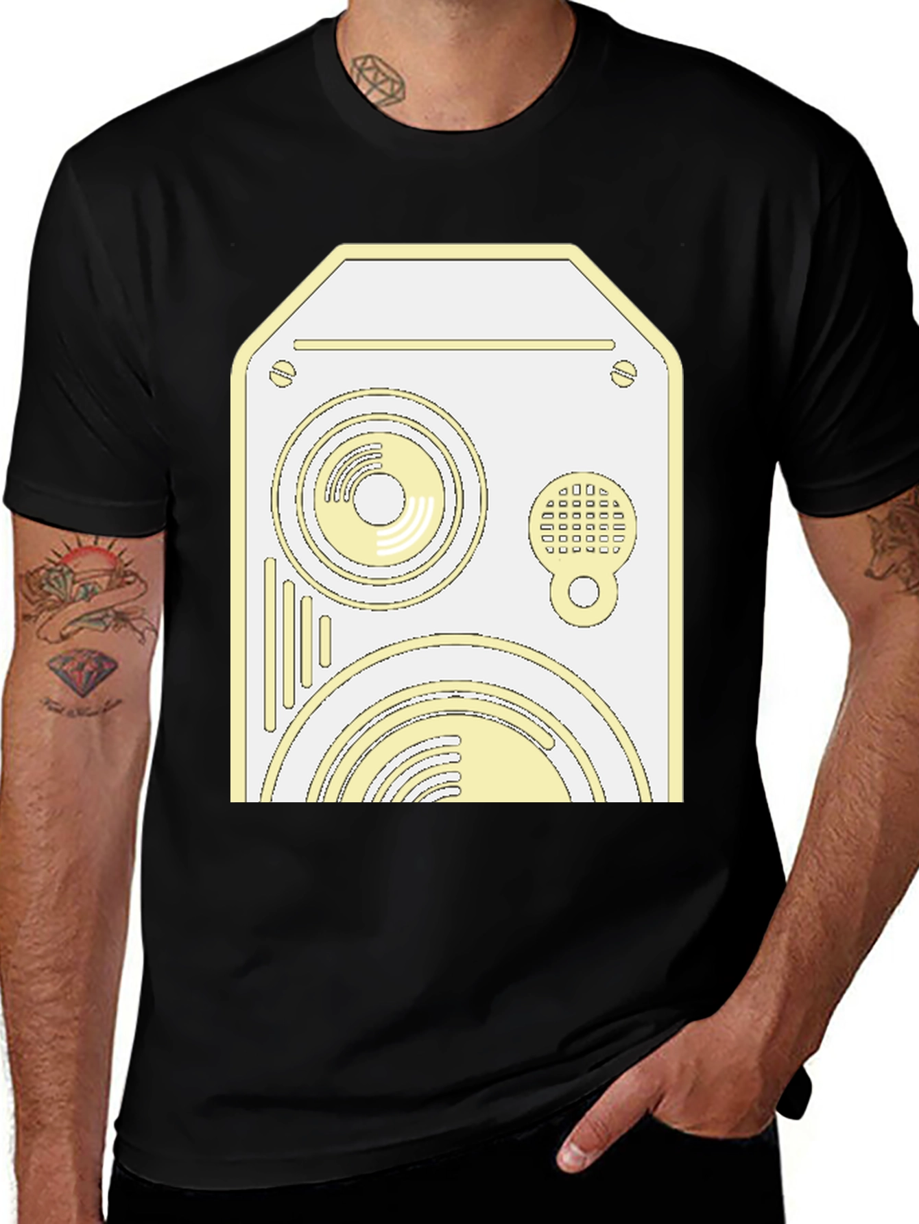 Variant 5 of Retro Speaker Graphic Tee - Cool Black Cotton Shirt
