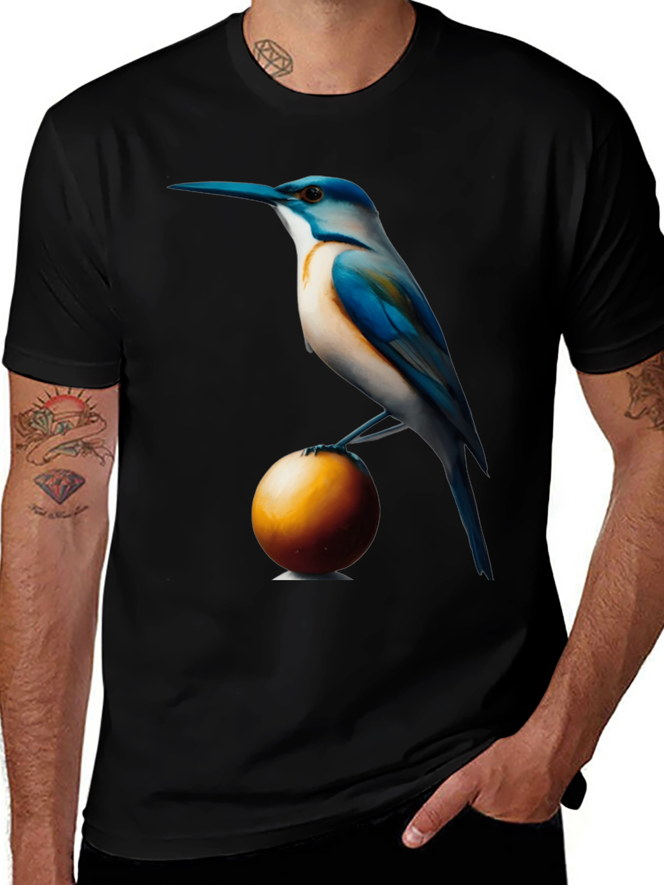 Variant 7 of Bird on Ball Graphic Tee - Unique Artistic Design