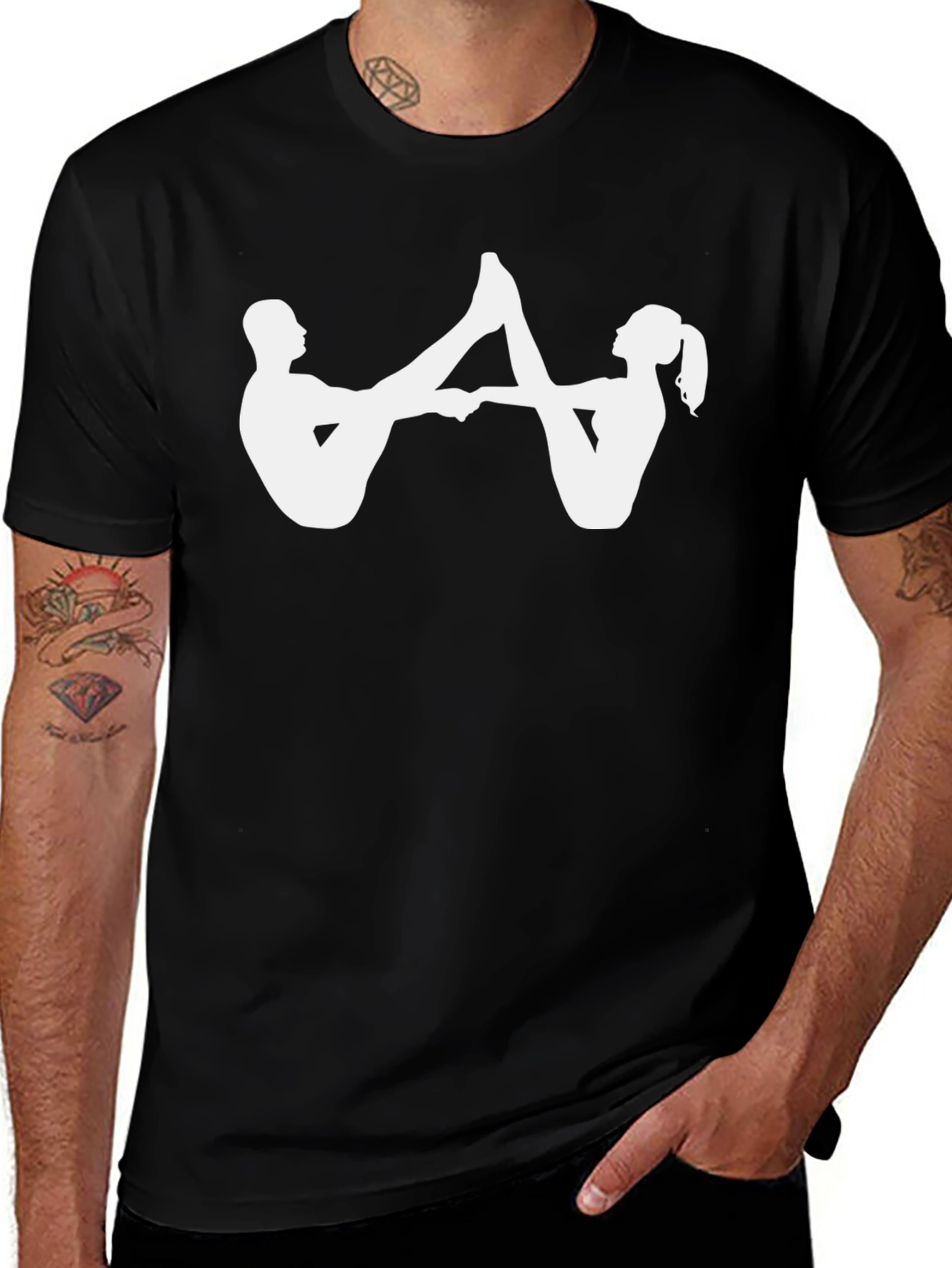 Variant 8 of Acro Yoga Couple T-Shirt - Black
