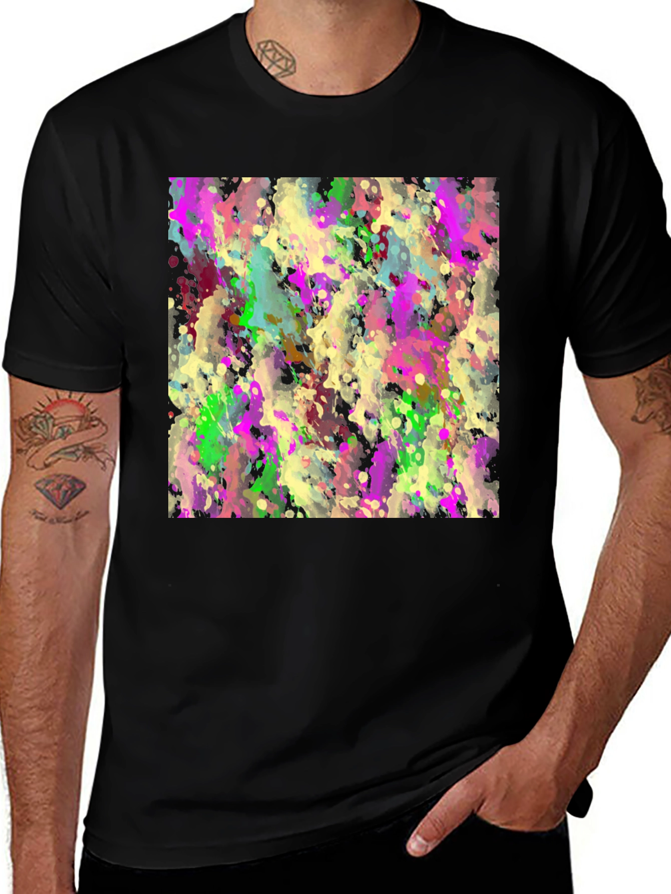 Variant 13 of Abstract Splash Art T-Shirt - Modern Crew Neck Tee