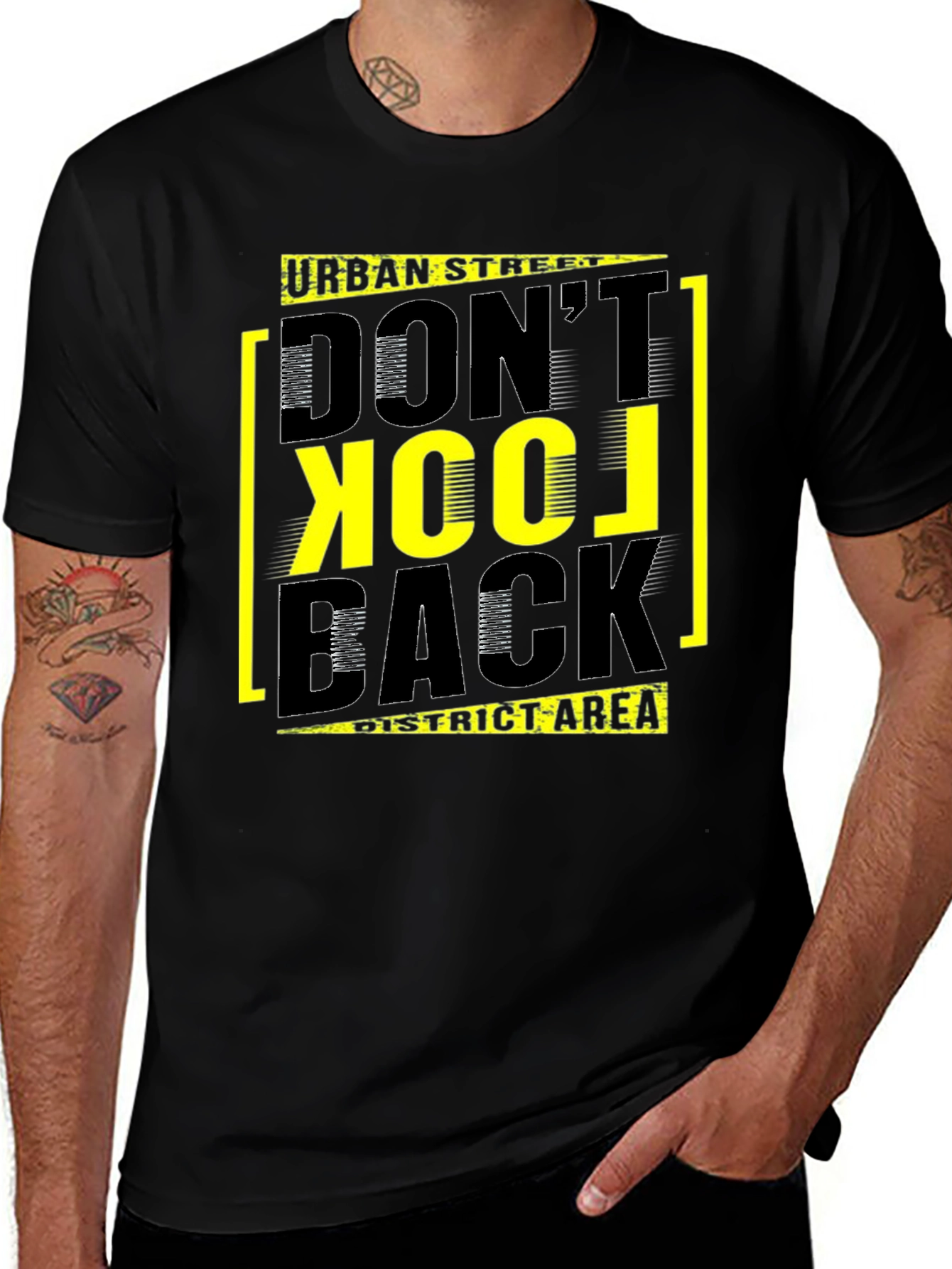 Variant 18 of Urban Street Don't Look Back Black Graphic T-Shirt