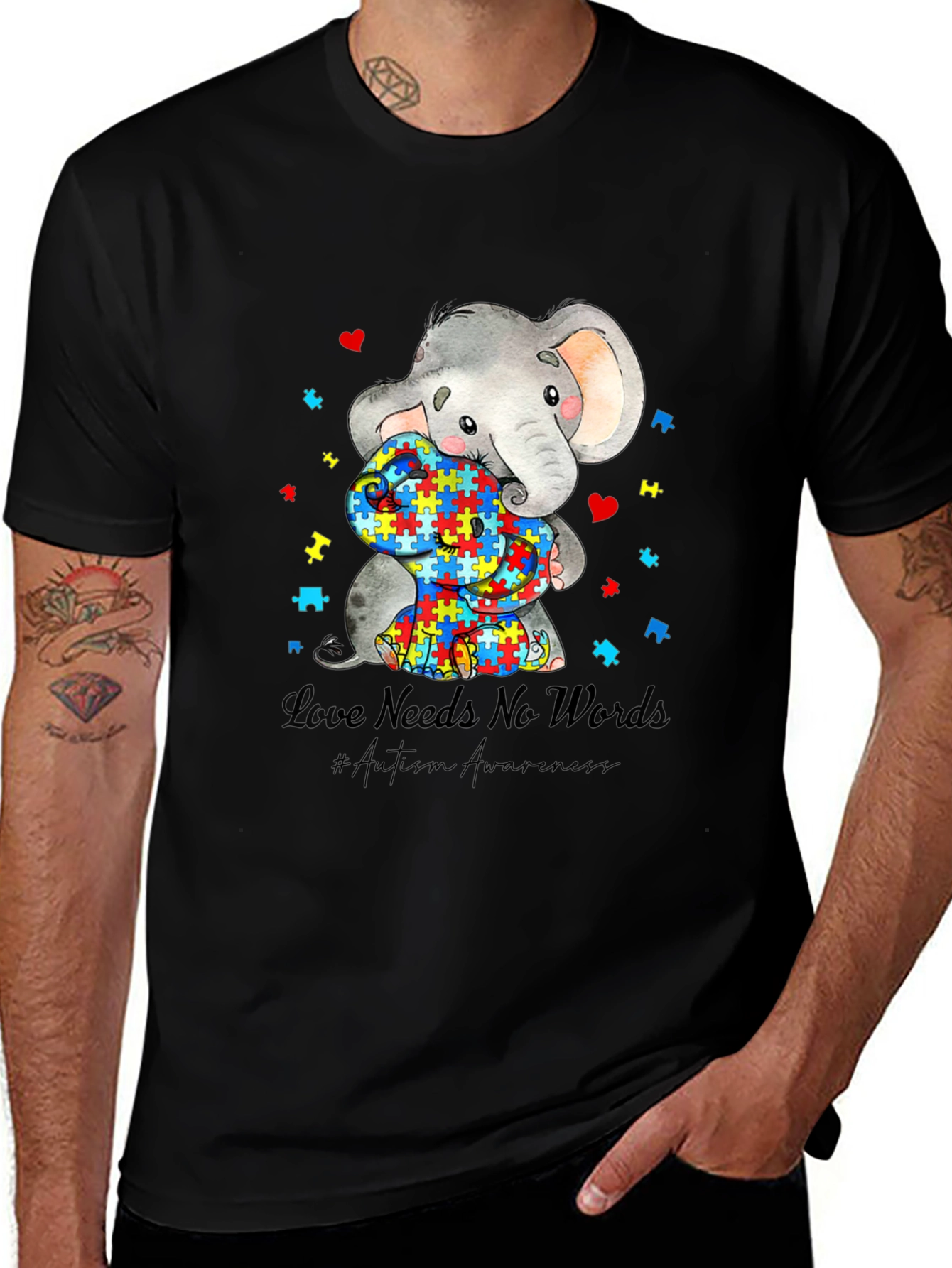 Variant 10 of Autism Awareness Elephant Love Needs No Words T-Shirt