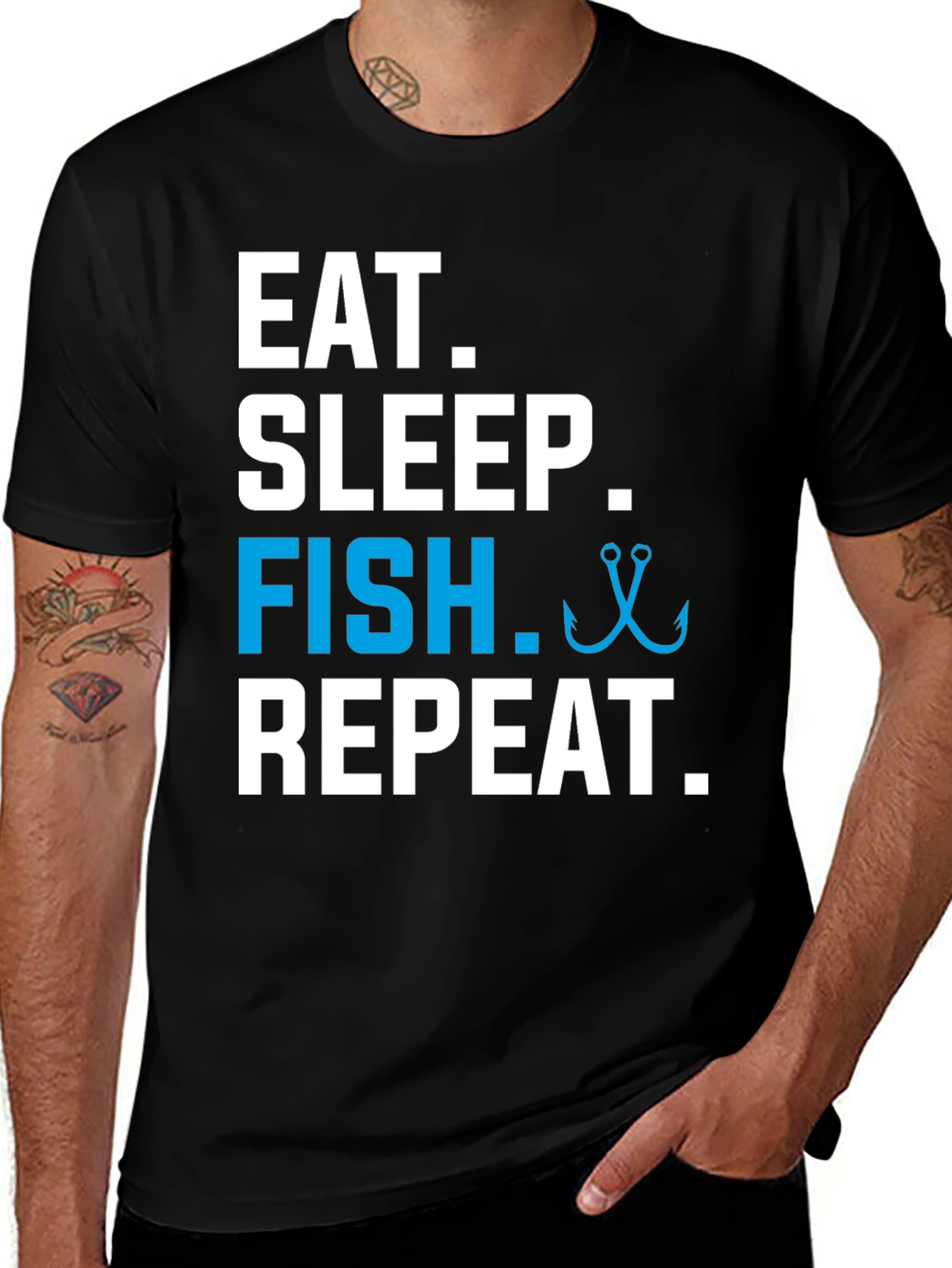 Variant 12 of Eat Sleep Fish Repeat Black T-Shirt