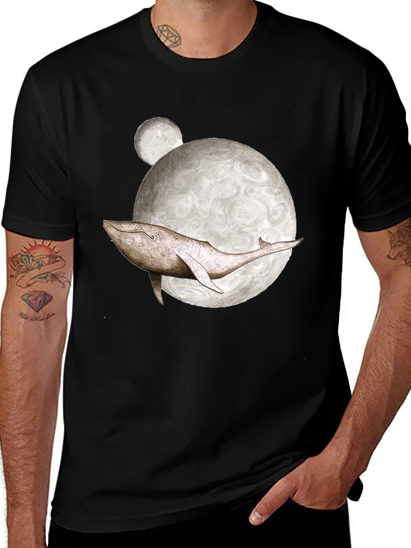 Variant 8 of Whale Moon Graphic T-Shirt - Unique Design