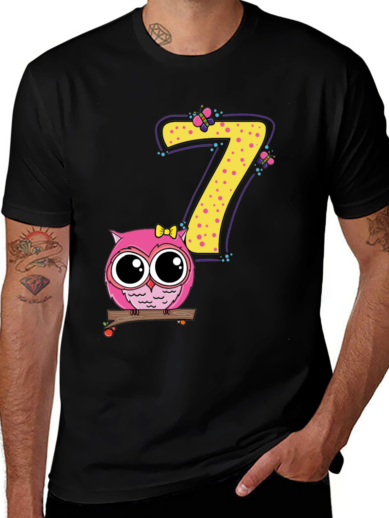 Variant 30 of Cute Owl Birthday Number 7 Kids T-Shirt