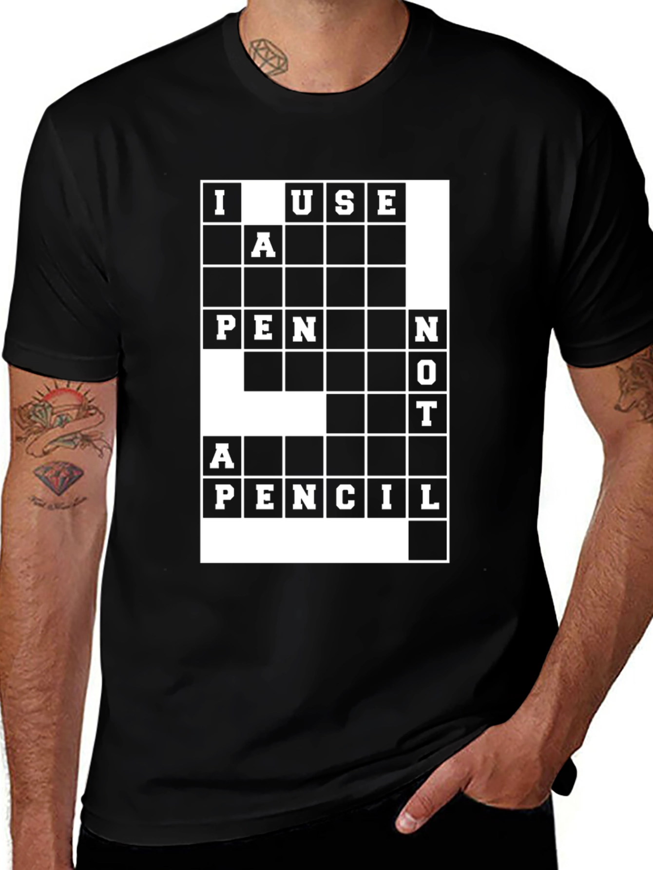 Variant 30 of I Use a Pen Not a Pencil Crossword Graphic T-Shirt