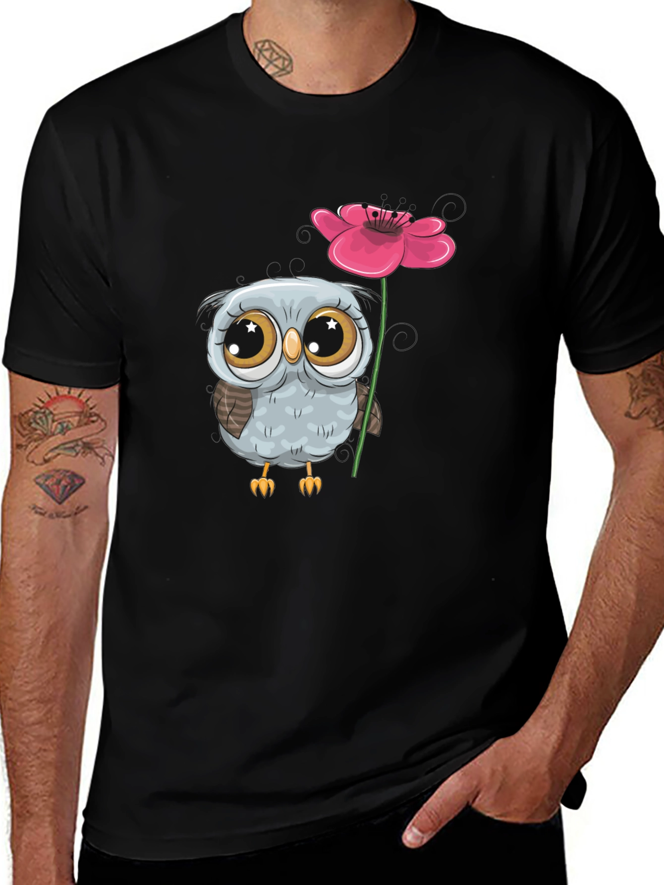 Variant 14 of Owl with Flower Graphic T-Shirt