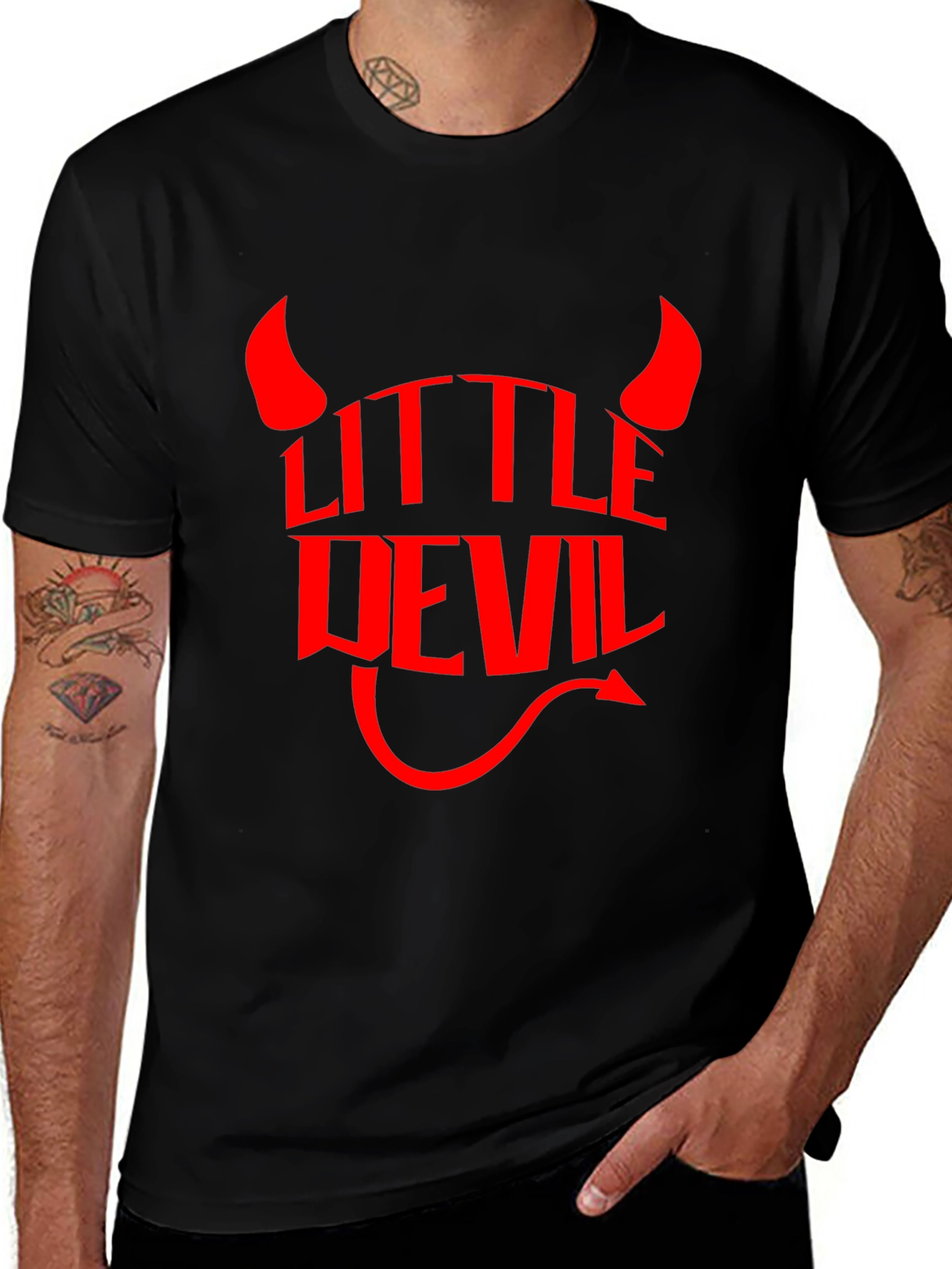 Variant 22 of Little Devil Graphic T-Shirt - Black Cotton Tee