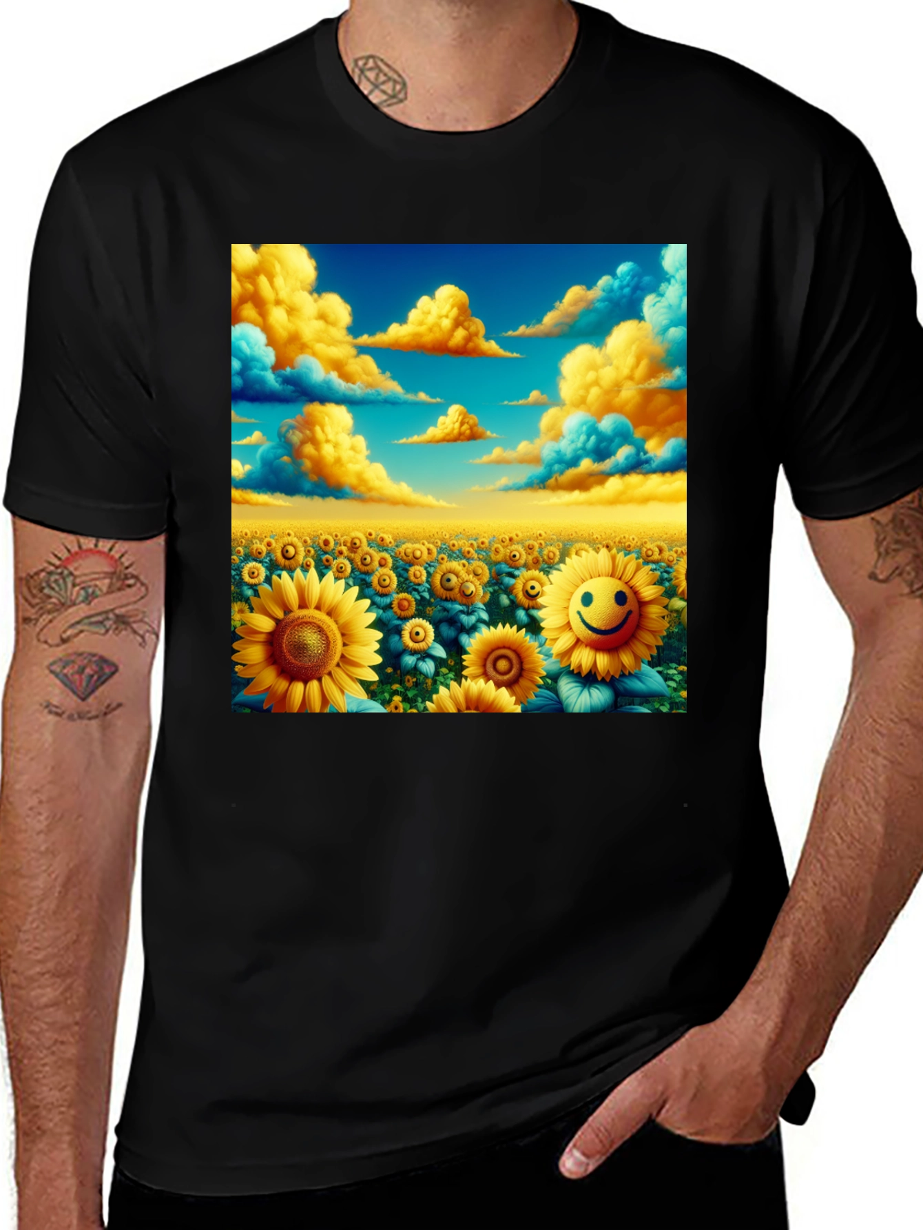 Variant 23 of Sunflower Field Graphic Tee - Black