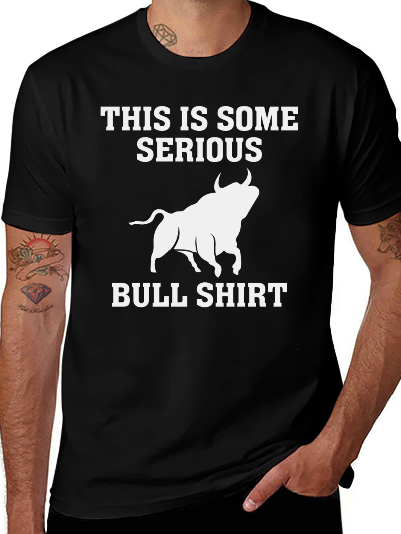 Variant 10 of Serious Bull T-Shirt - Black, Graphic Tee