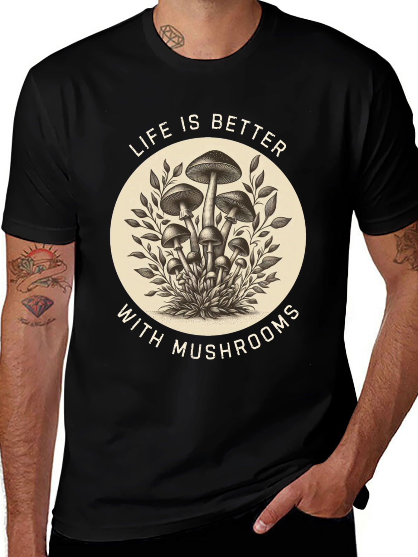 Variant 11 of Life is Better with Mushrooms Graphic Tee