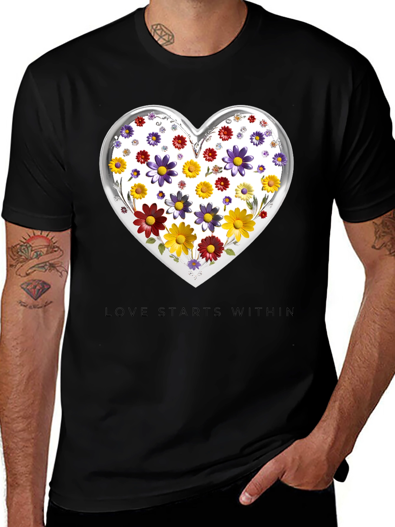 Variant 27 of Floral Heart Tee: Love Starts Within T-Shirt
