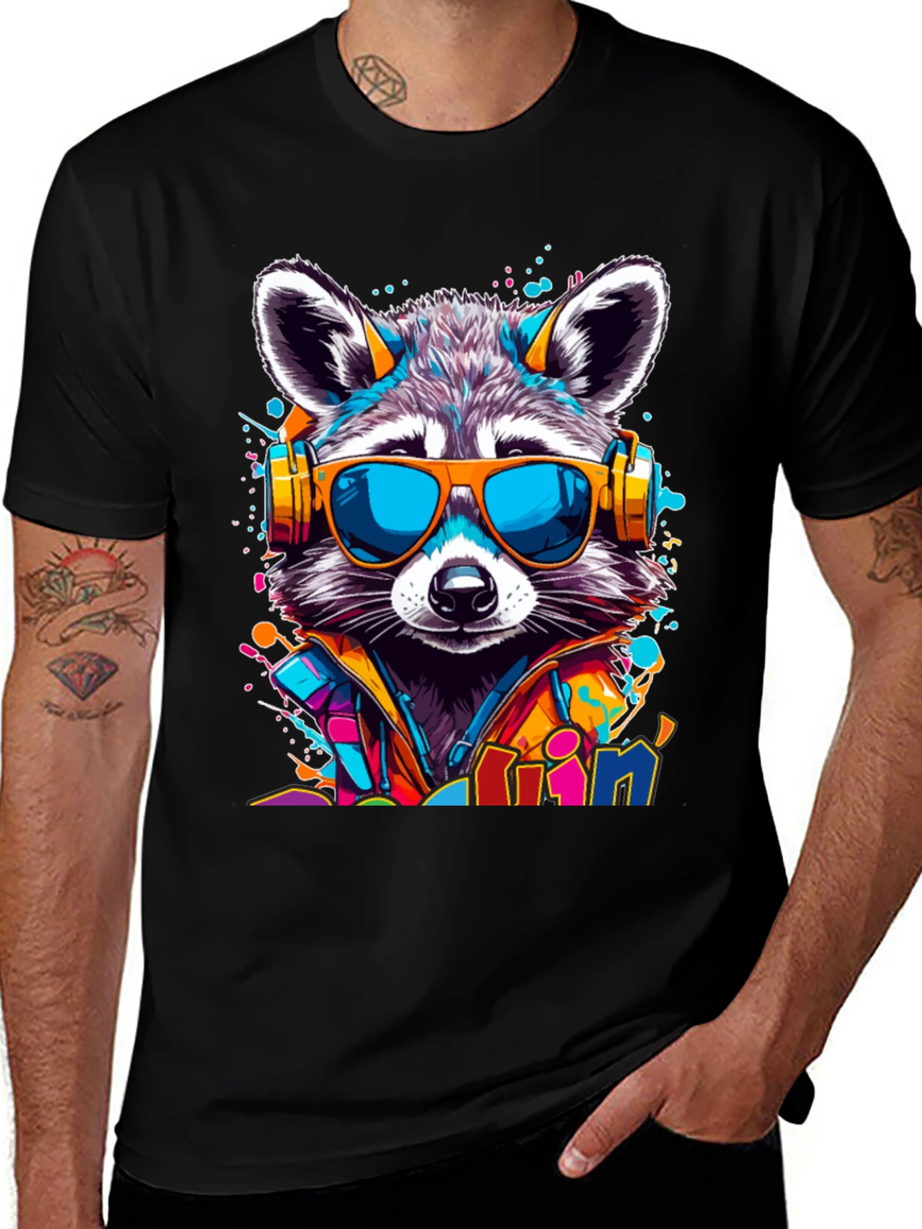 Variant 25 of Raccoon DJ T-Shirt - Cool Animal Graphic Tee