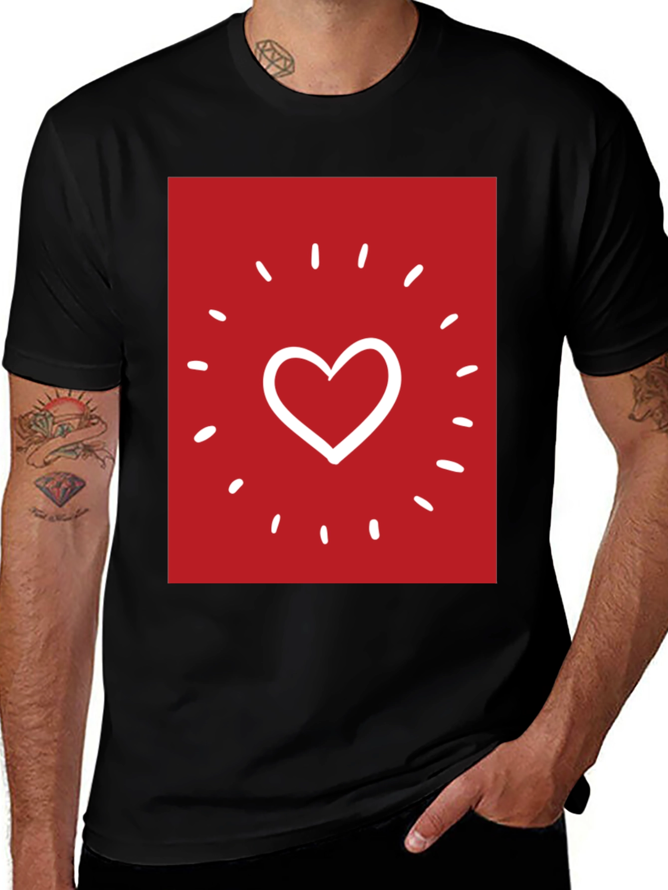 Variant 29 of Heart Sparkle Graphic Tee - Black