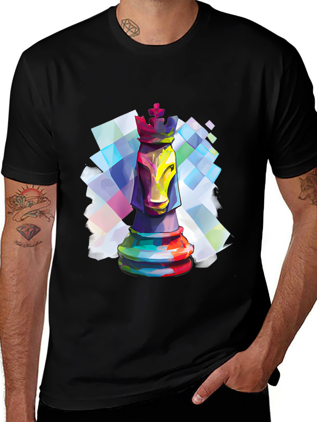 Colorful Chess Knight Graphic Tee