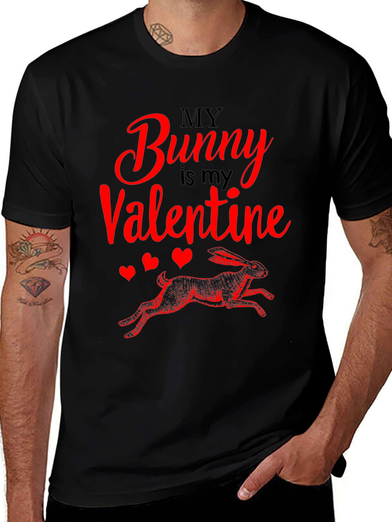 Black My Bunny is My Valentine T-Shirt main image