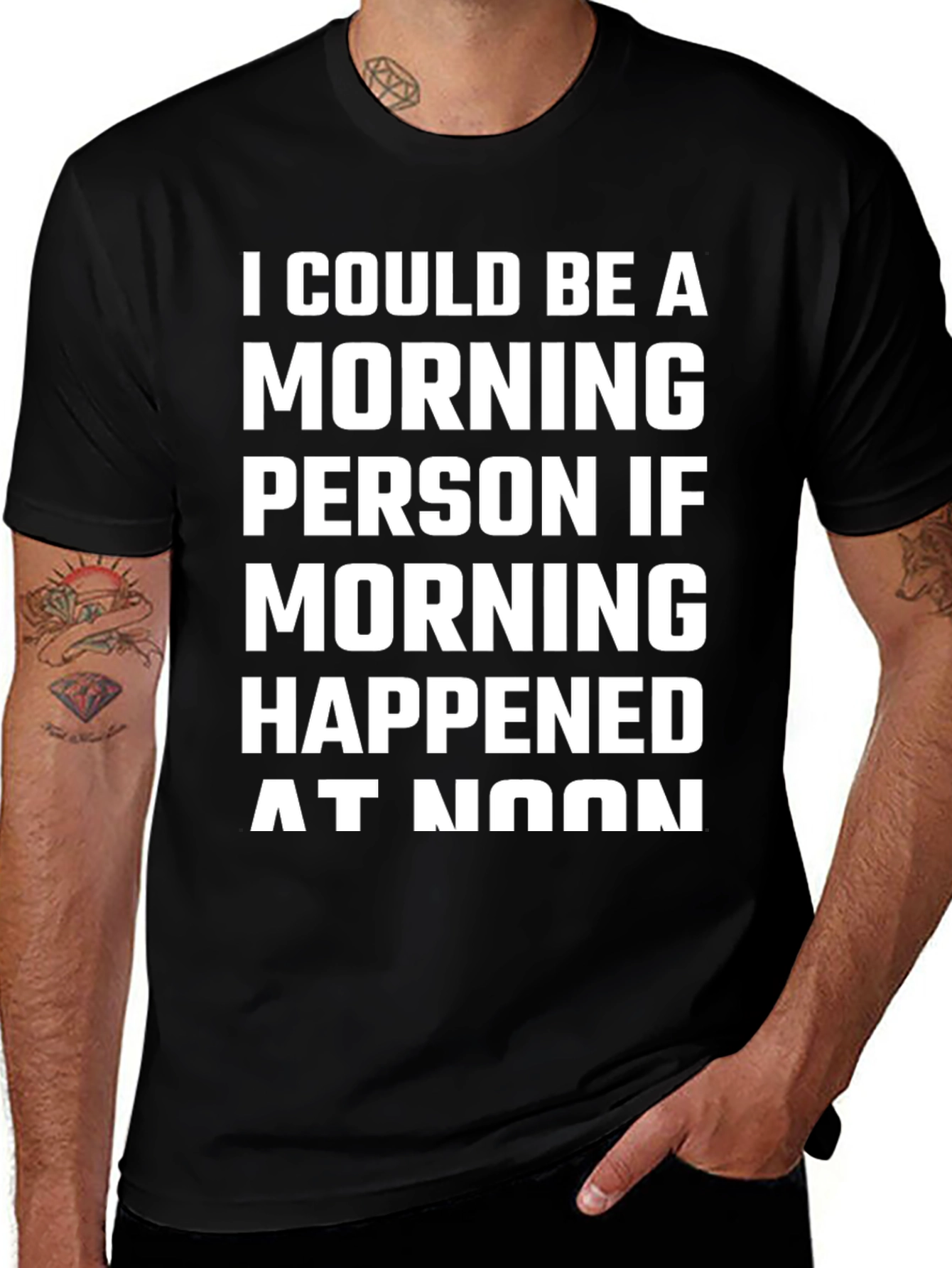 Variant 29 of Funny Morning Person Graphic Tee - Black Cotton T-Shirt