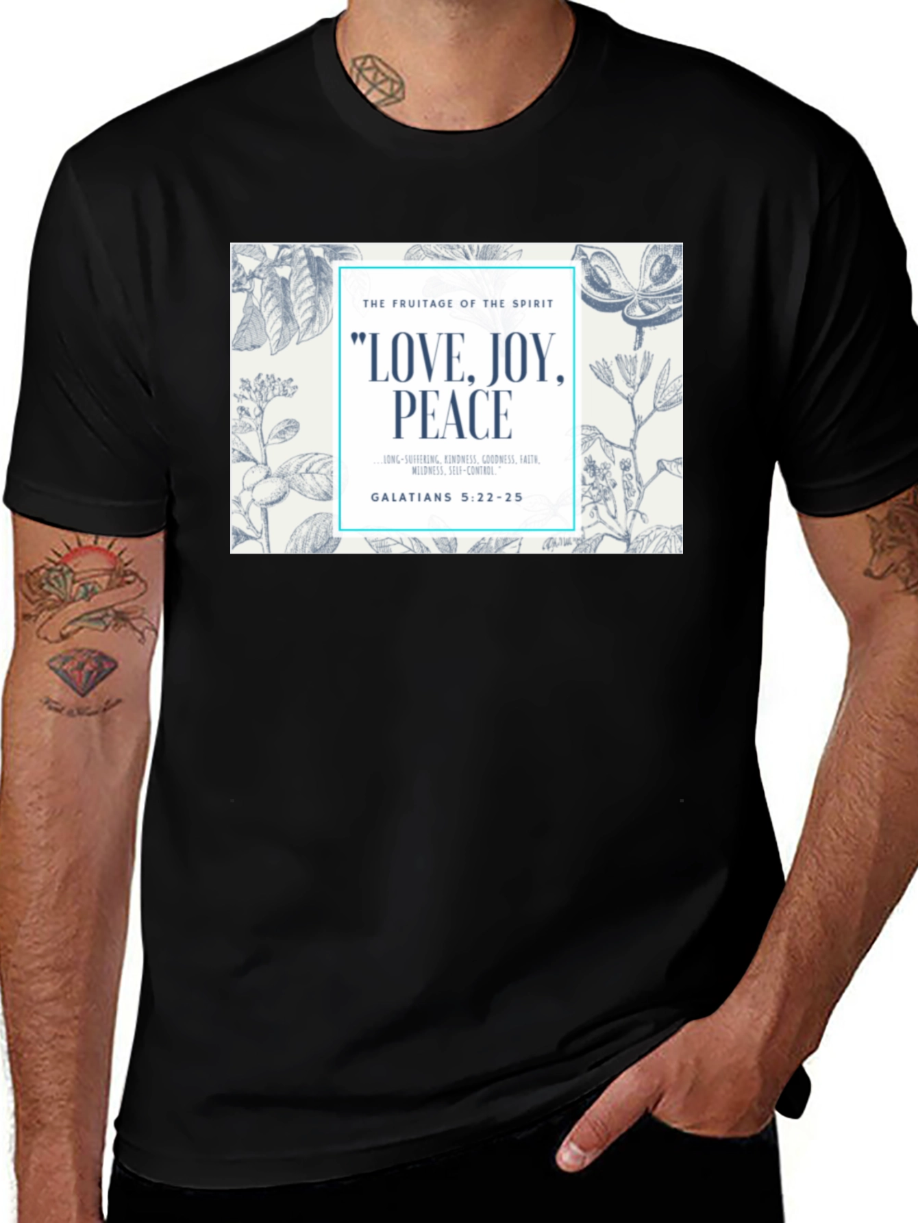 Love Joy Peace Christian T-Shirt - Galatians 5:22-25