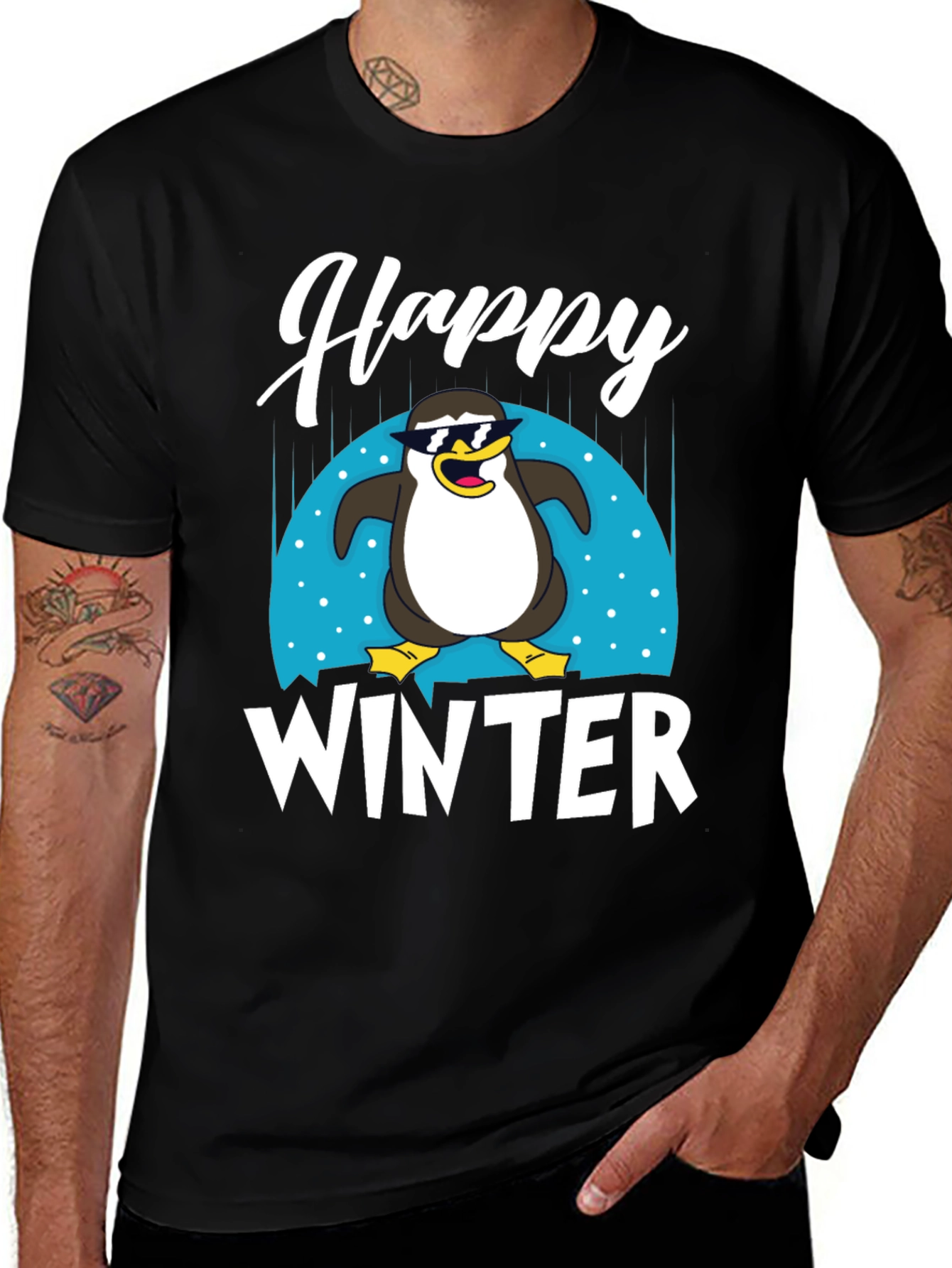 Variant 26 of Happy Winter Penguin T-Shirt - Cool Holiday Tee