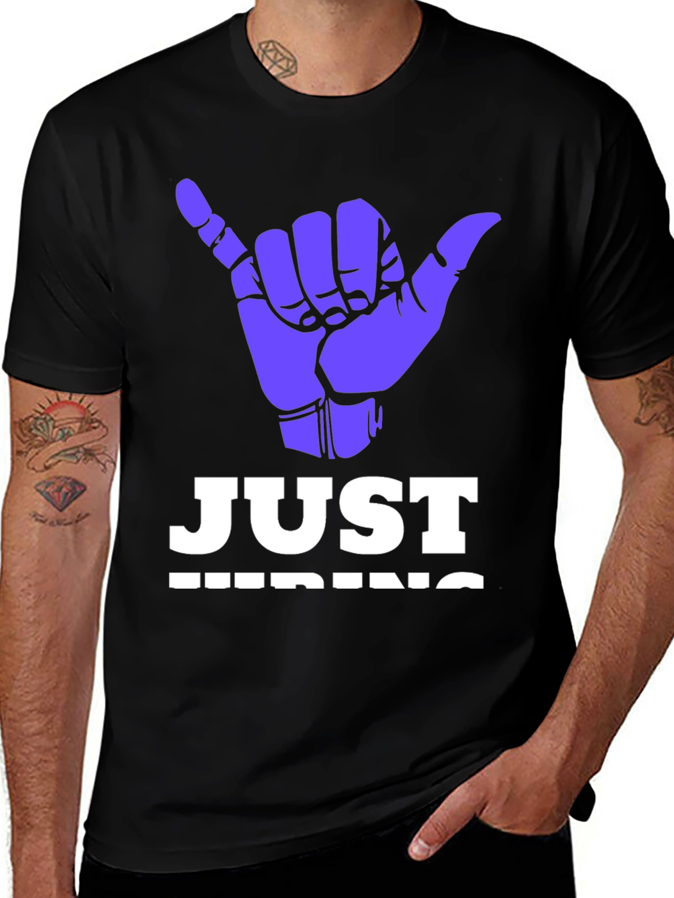 Variant 11 of Just Hiding Graphic Tee - Shaka Hand Sign