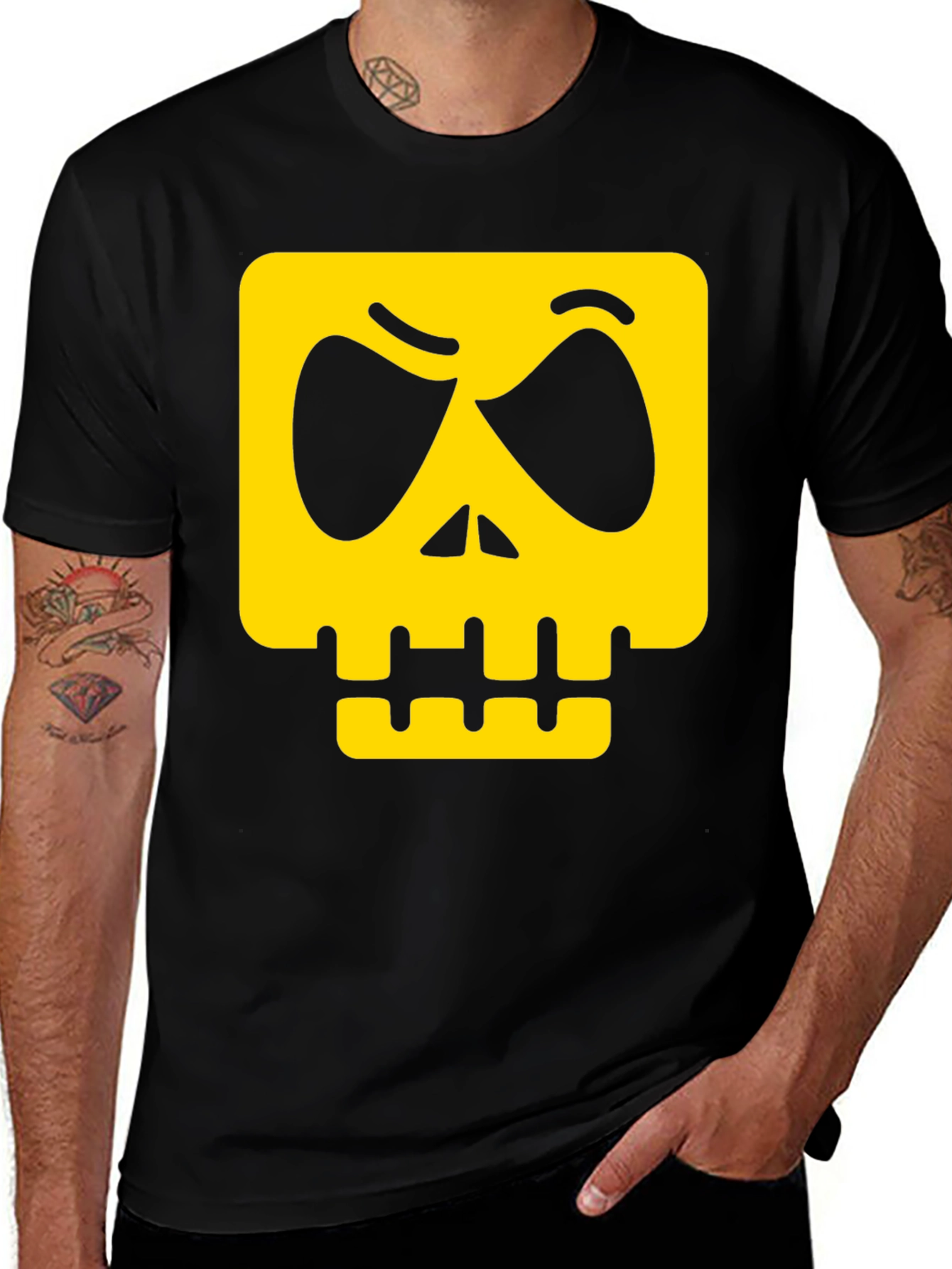 Variant 10 of Skull Graphic Black T-Shirt - Edgy Style