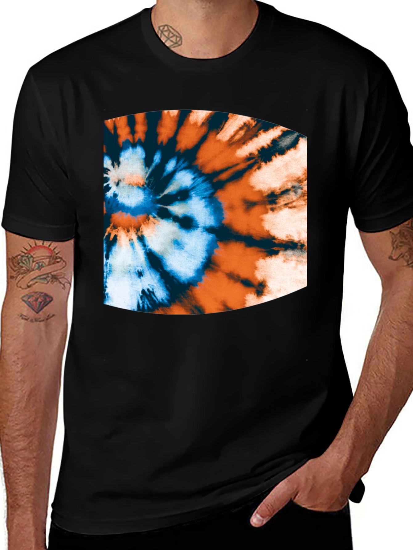 Variant 19 of Tie-Dye Swirl Graphic Black T-Shirt