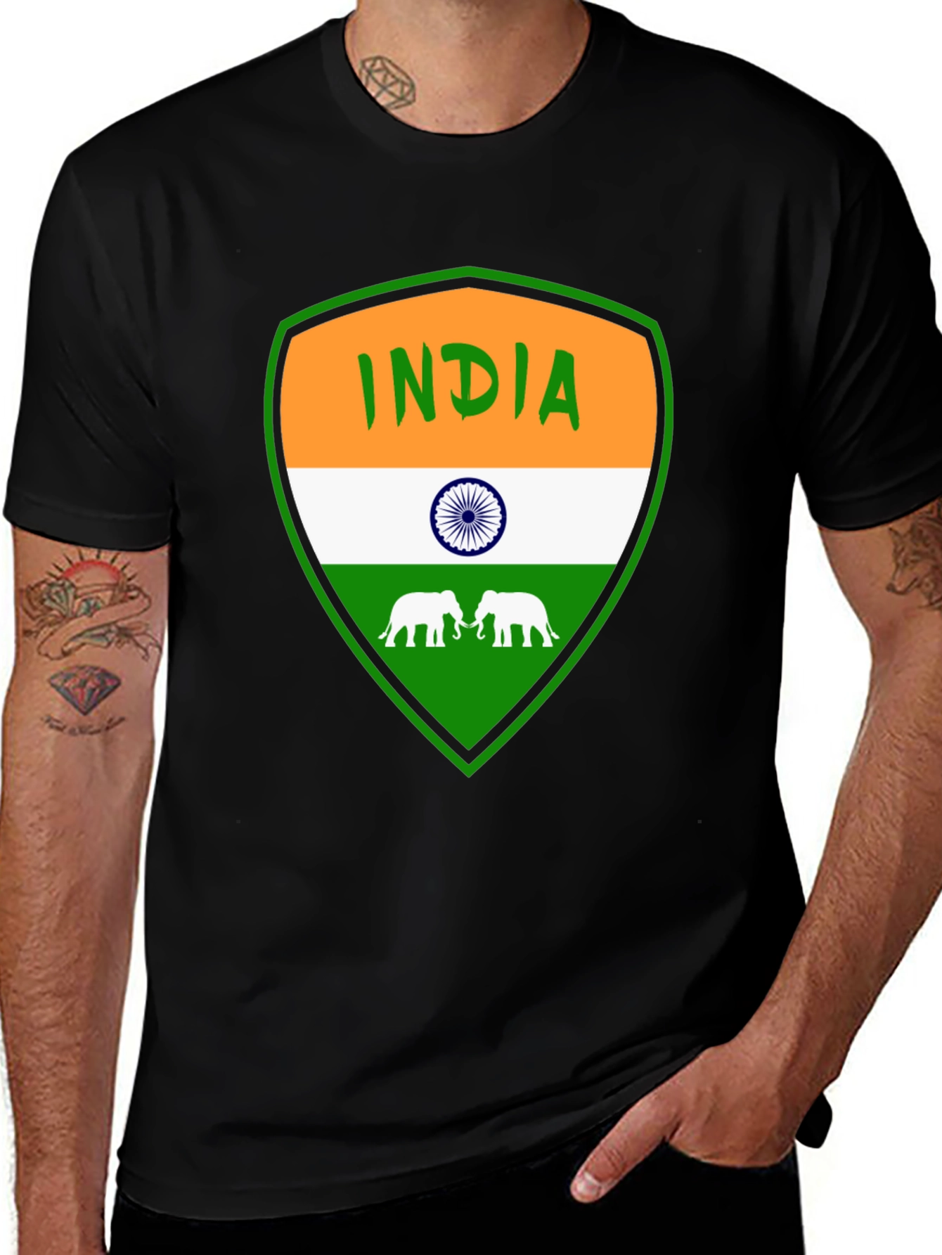 India Graphic Print Black T-Shirt