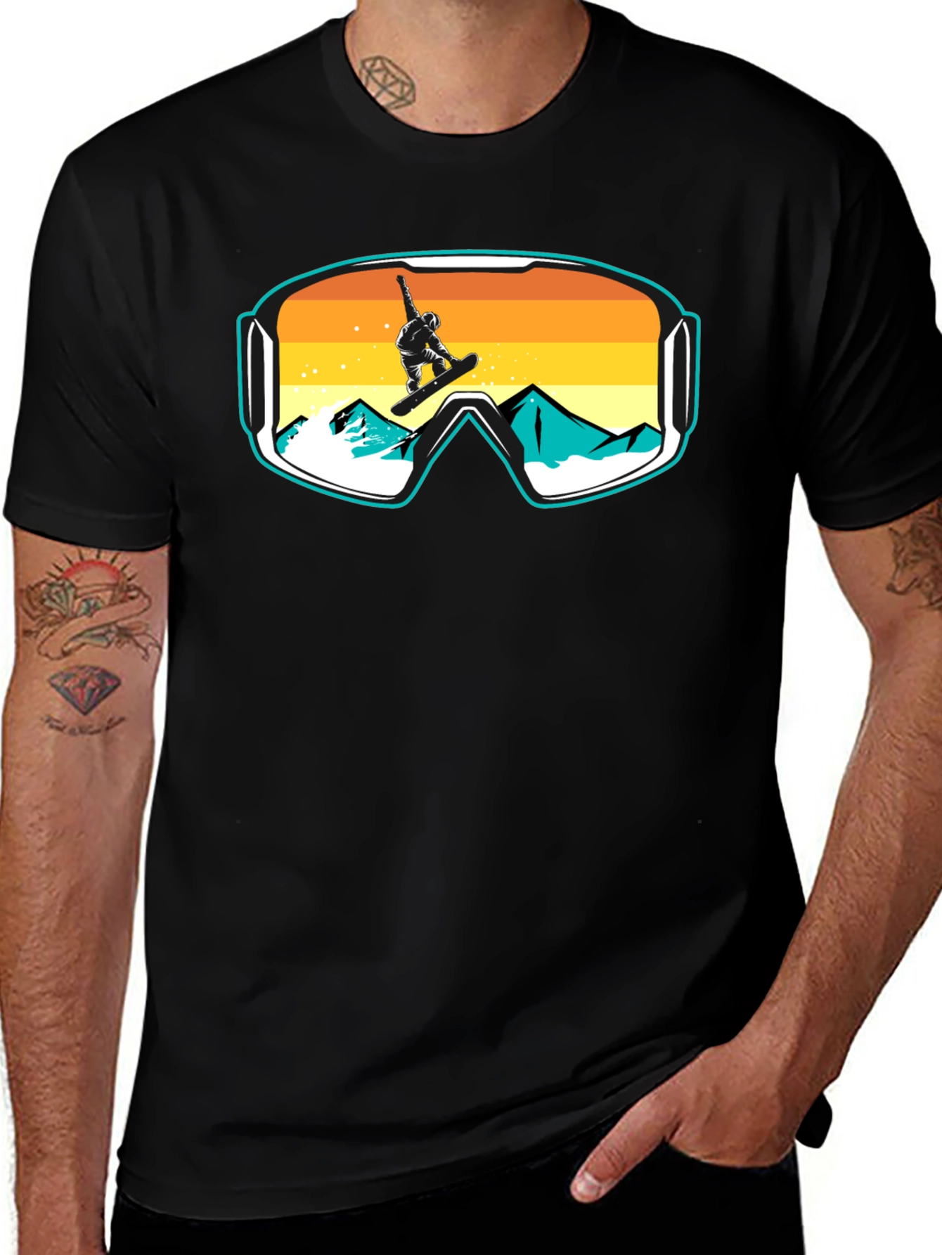 Variant 24 of Snowboarder Goggles Graphic T-Shirt - Cool Mountain Design